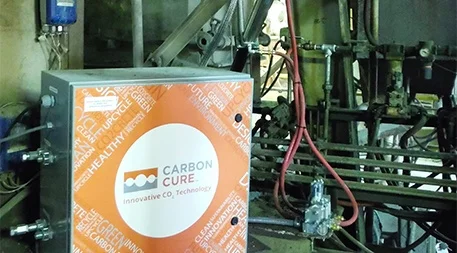 CarbonCure Technologies retrofits concrete production systems with its technology to inject waste CO2 into the process to replace some of the cement with CO2. Photo courtesy of CarbonCure