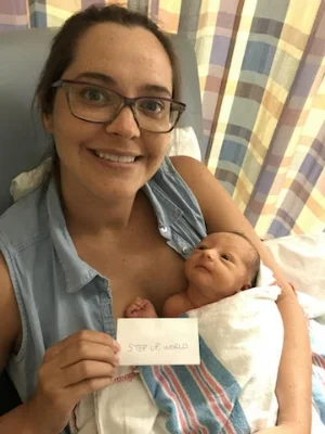 Jennifer Wagner with 5 day old Leo are inspiring others to Step Up and Take Ambition to the Next Level