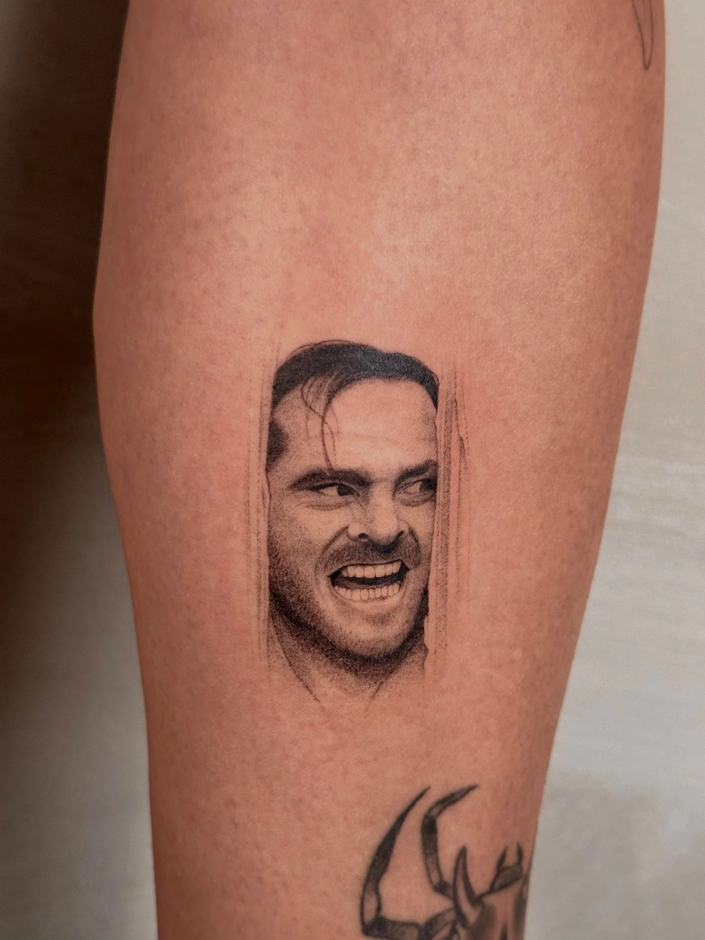 Here&rsquo;s Johnny&hellip; 😱 but make it permanent!

#microrealismtattoo #finelinetattooartist #finelinetattoo