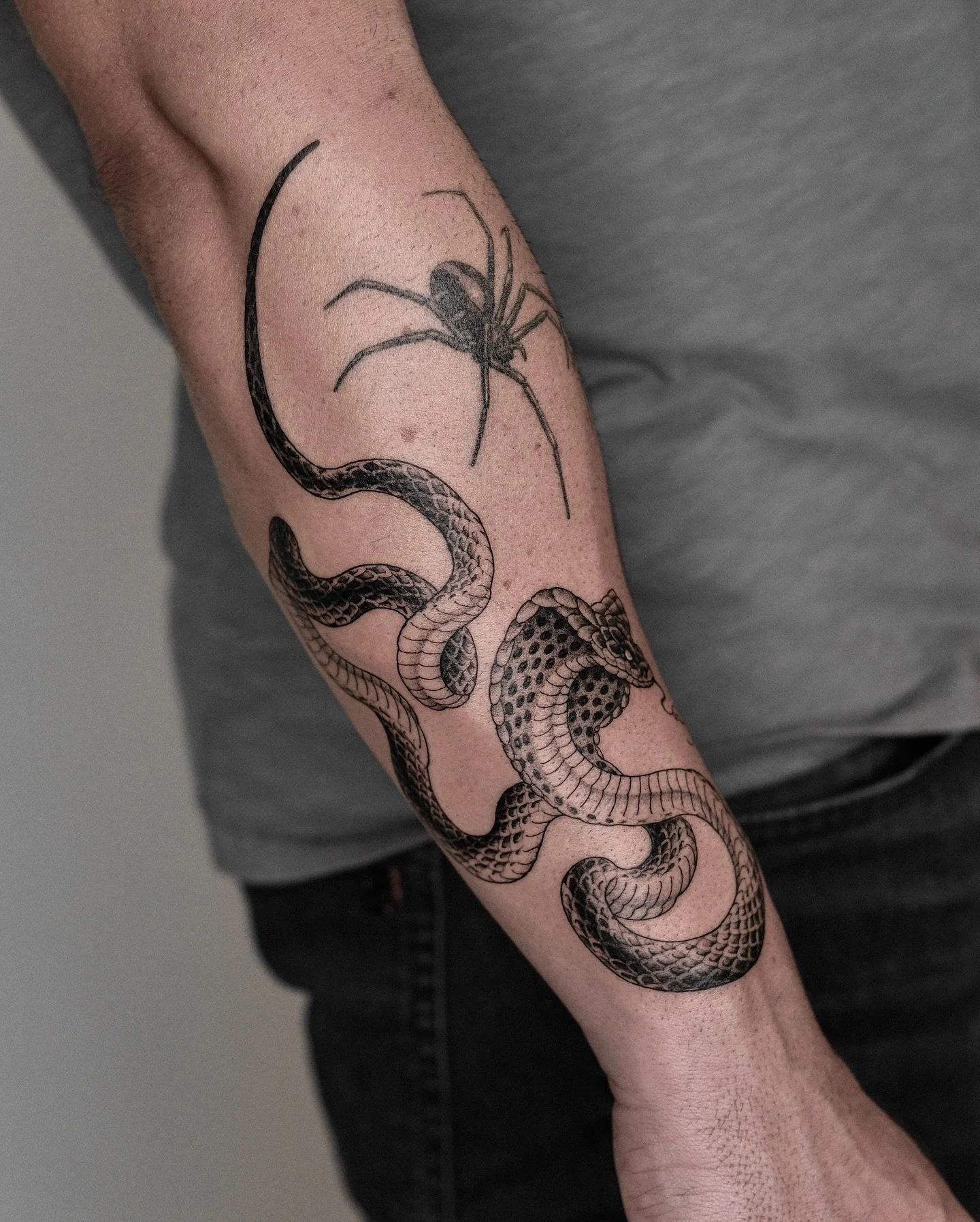 King Cobra + healed Spider
Obrigado Diogo mais uma vez 👊🏻

#snaketattoo #kingcobra #kingfobratatoo #blackwork #blkttt #darktattoo #darkart #finelinetattoo #finelinetattooo #blackworkers #blacktattooing #thedarkestwork #lisbonnetattoo #portugaltatto