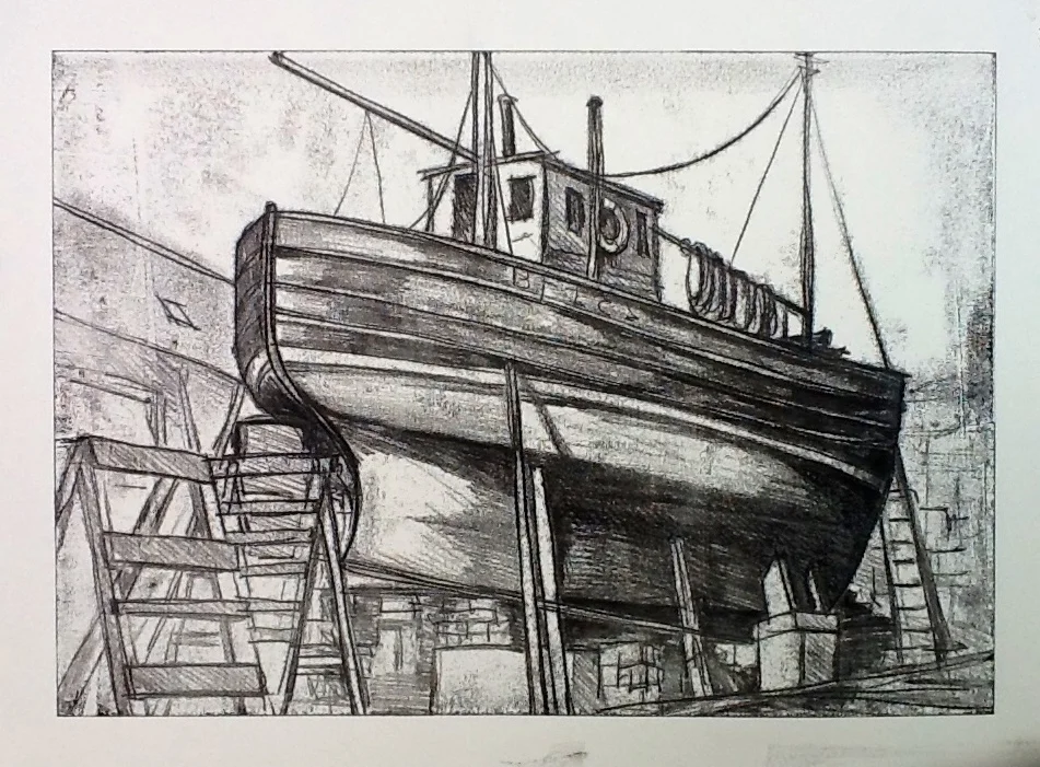 Boat 2. Monoprint.