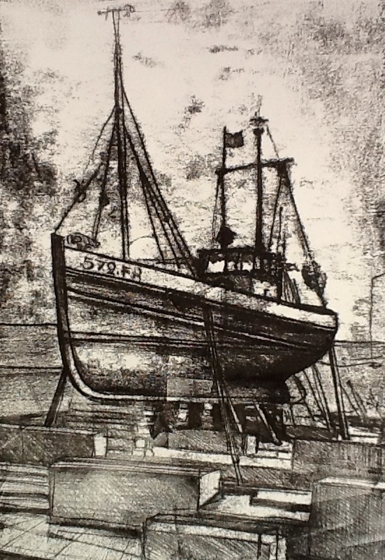Boat. Monoprint.