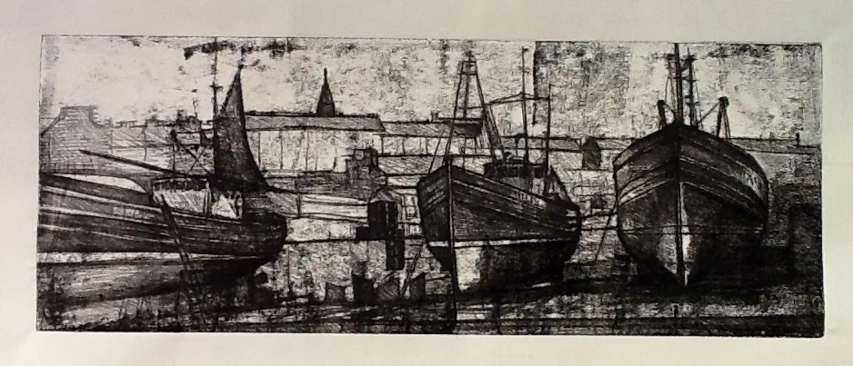 Slipway at Peterhead. Monoprint.