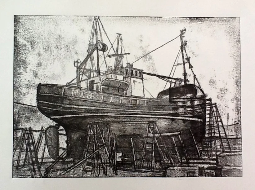 Boat 3. Monoprint.