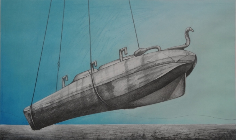 Suspended Sub 2. Graphite and Pastel.
