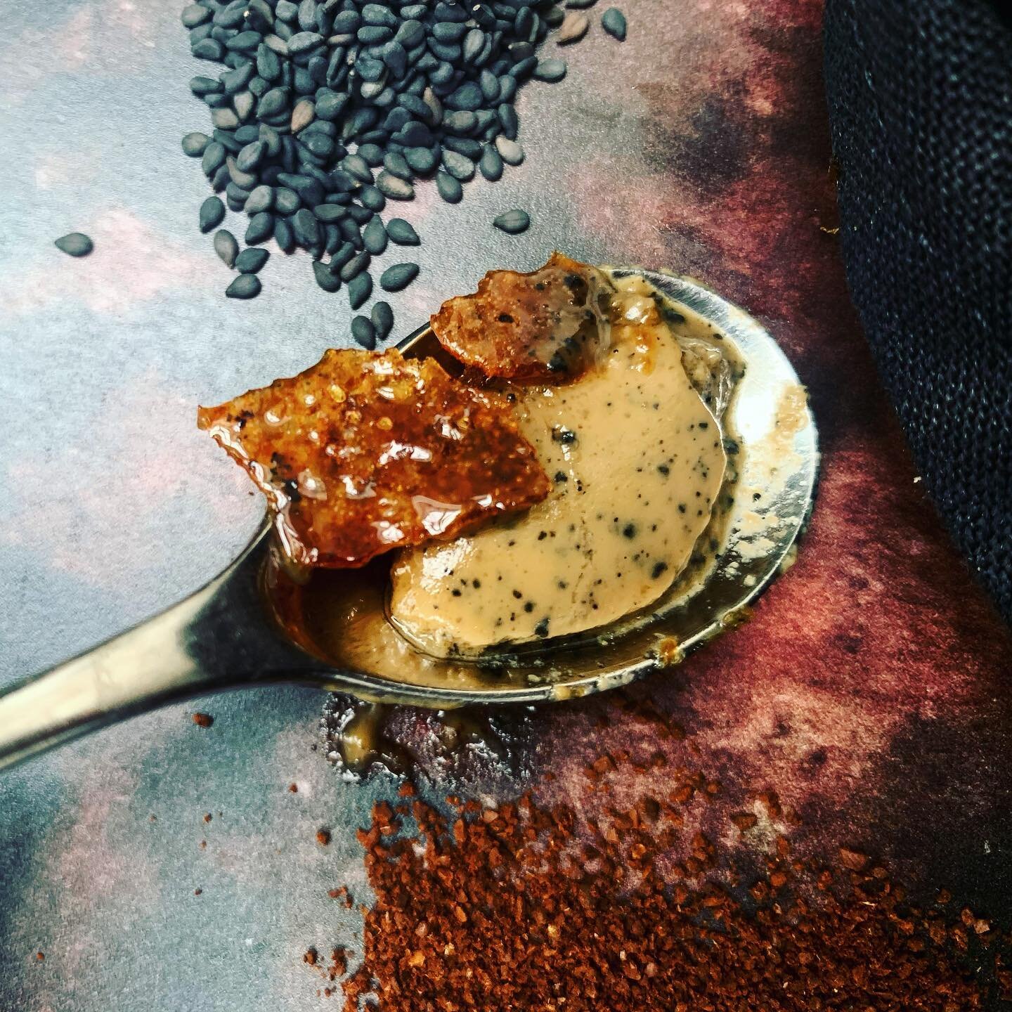 Black sesame and espresso creme br&ucirc;l&eacute;e with coconut milk. Small, dark and handsome 😜🌌 #cook #food #cooking #foodporn #chef #foodie #instafood #yummy #foodphotography #foodstagram #delicious #homemade #cheflife #foodlover #kitchen #food