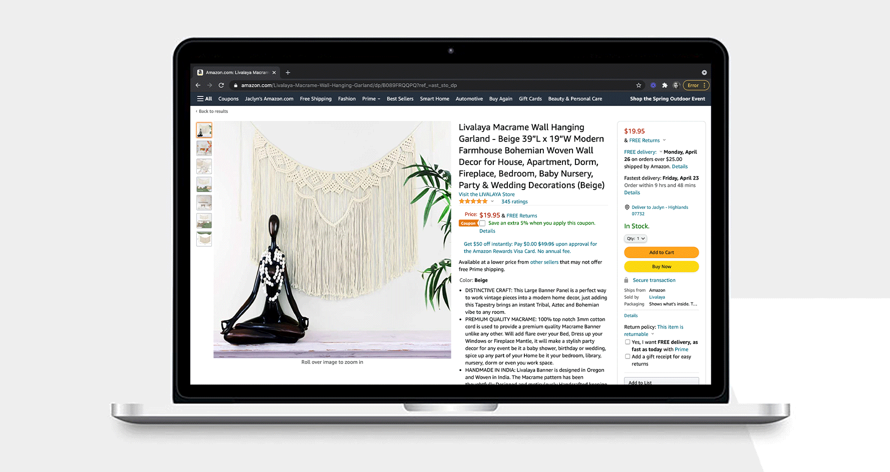 Amazon Listing Optimization - Livalaya Macramé Garland Banner