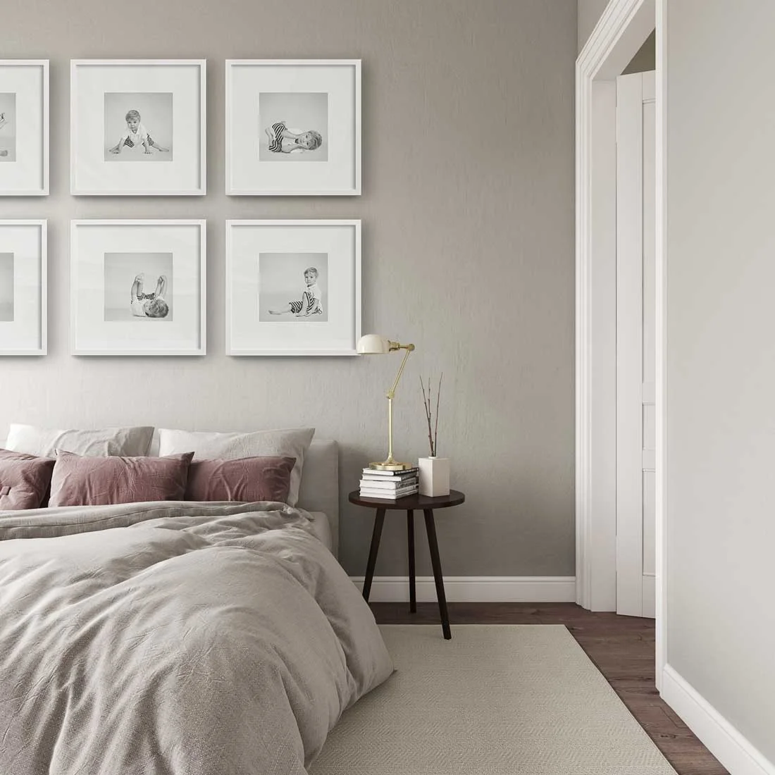 Six of our small Square framed prints in your bedroom