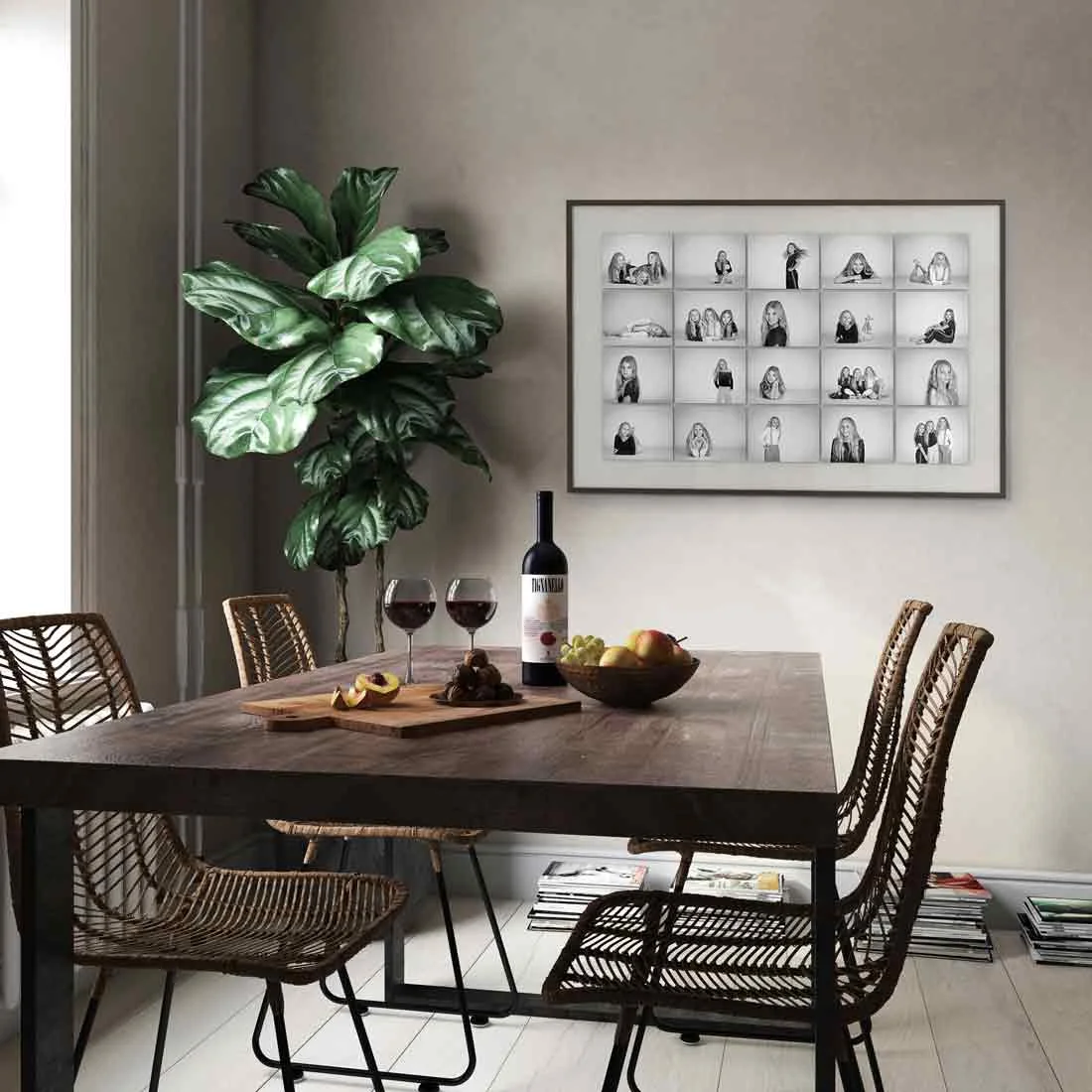 A twenty image montage contact sheet in your dining area