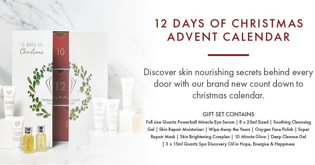 Crystal Clear Skincare Advent calendars on sale now for &pound;50! Treat yourself or someone special.