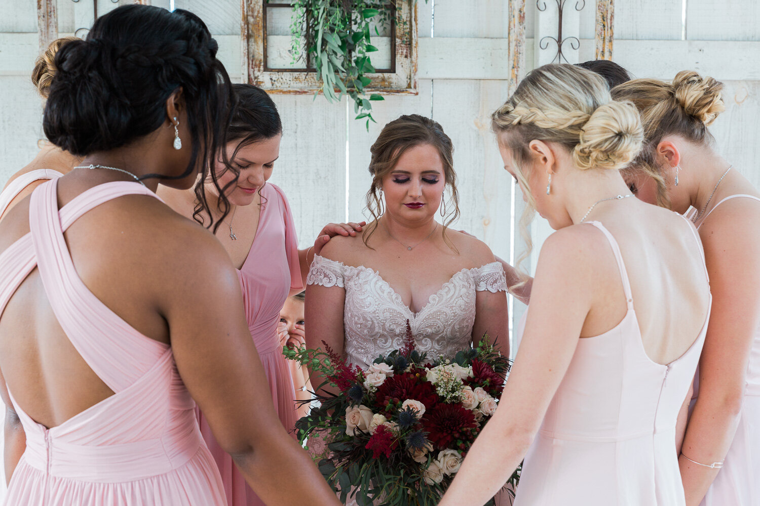 bridal party prayer hochzeit hall spring tx