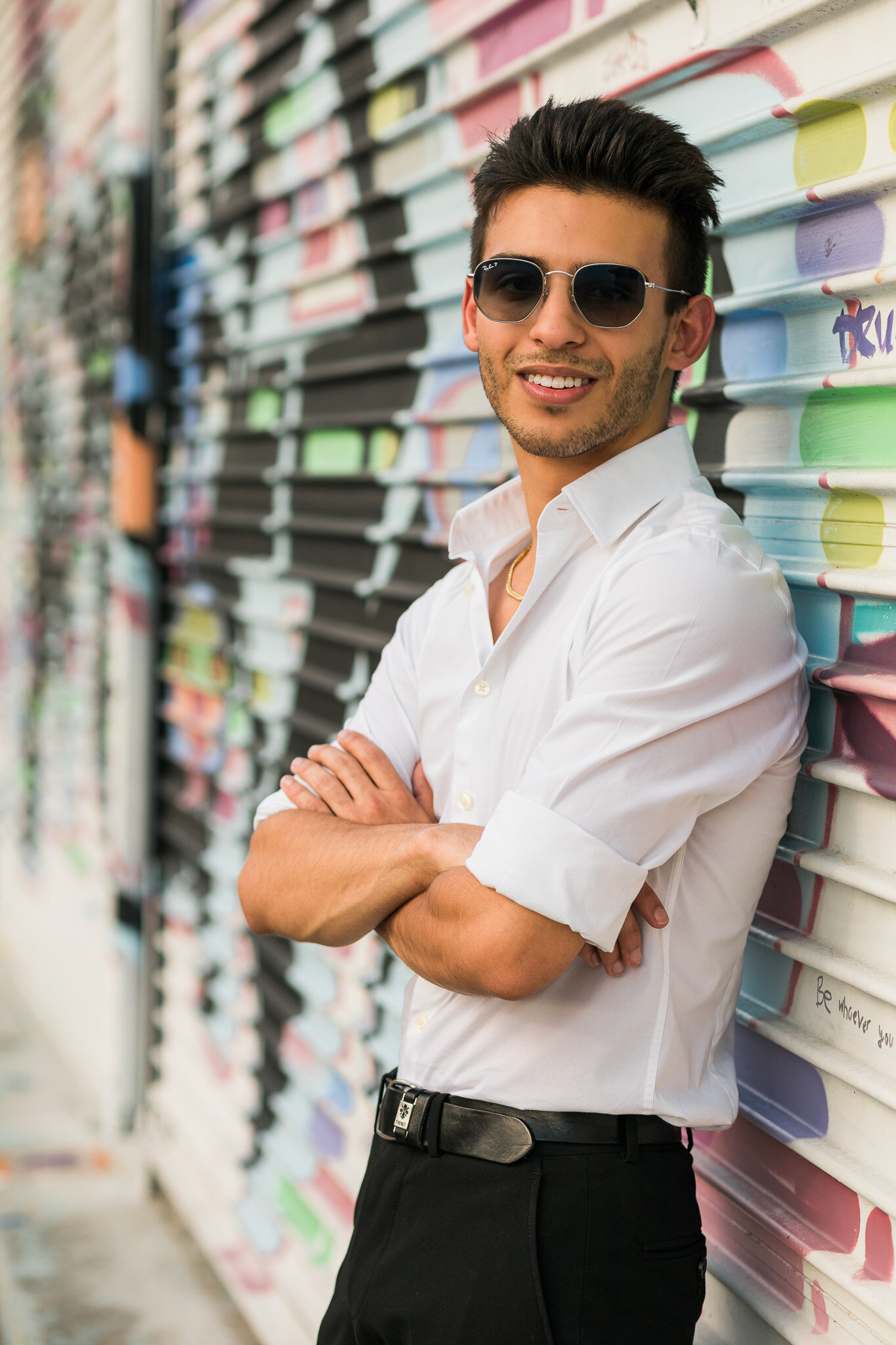 senior male graduate graffiti park houston downtown