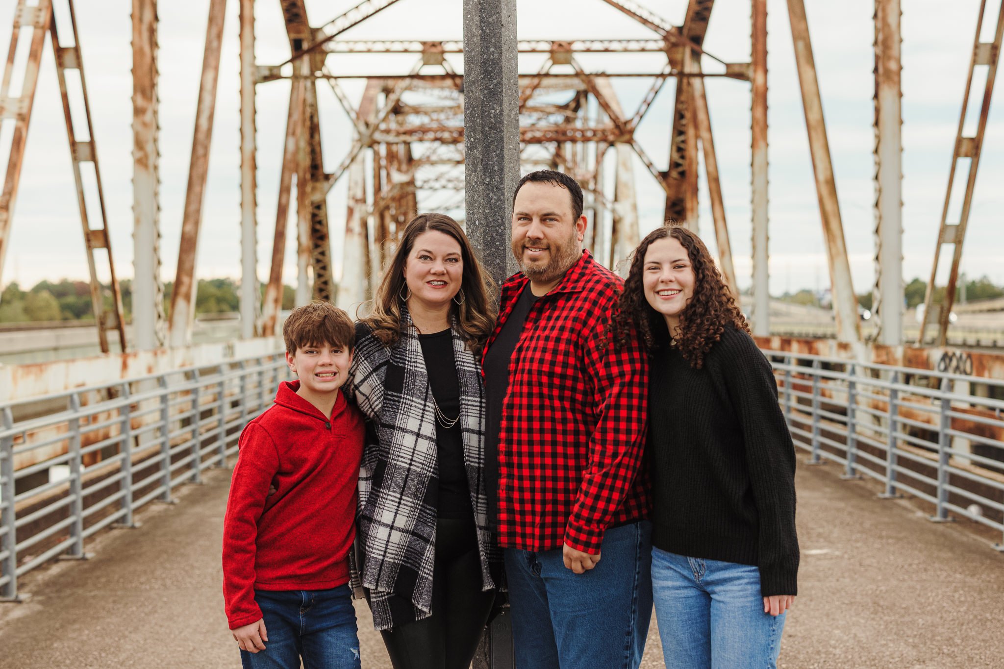family posed bevil Jarrell bridge