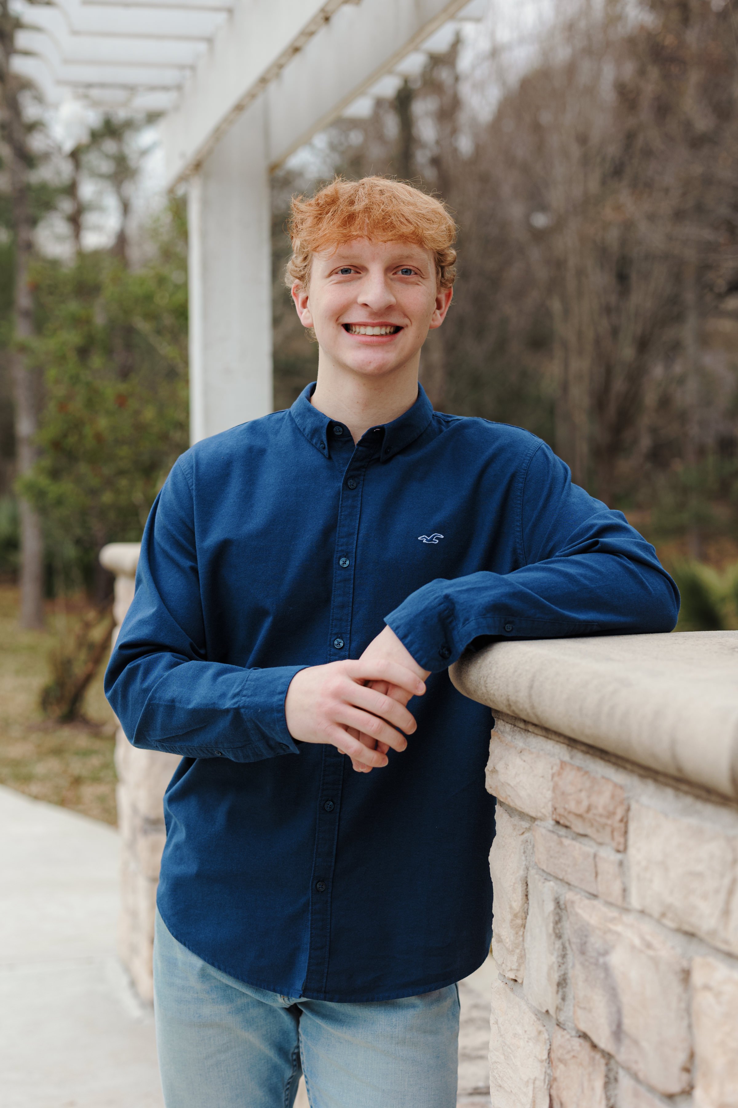 senior boy casual dress shirt outdoors