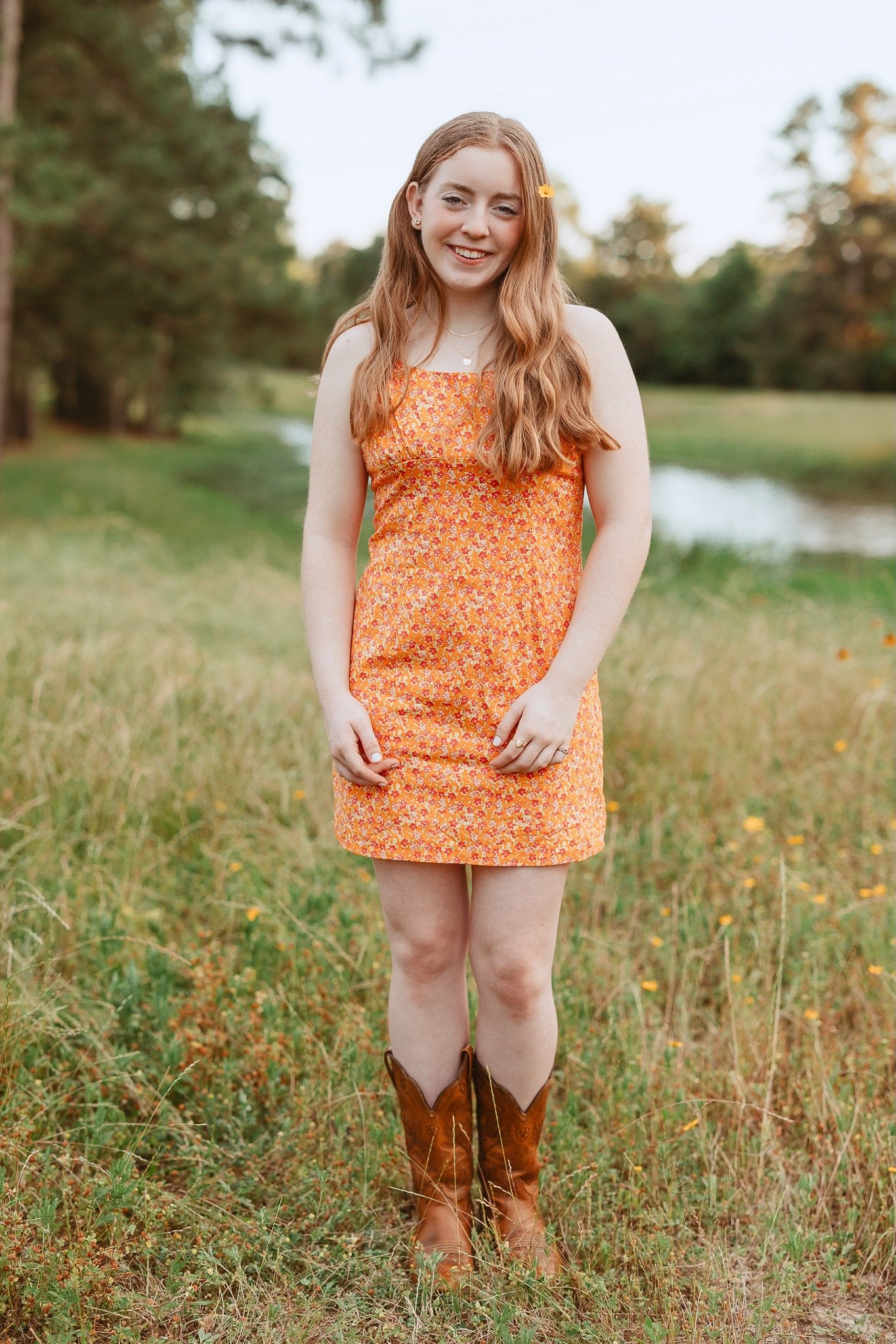 Lily senior tall grass kingwood east end park orange dress boots