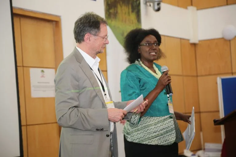 Aice Kaudia, Kenyan environmentalist and Alexander Muller of TMG ThinkTank. Photo: World Agroforestry
