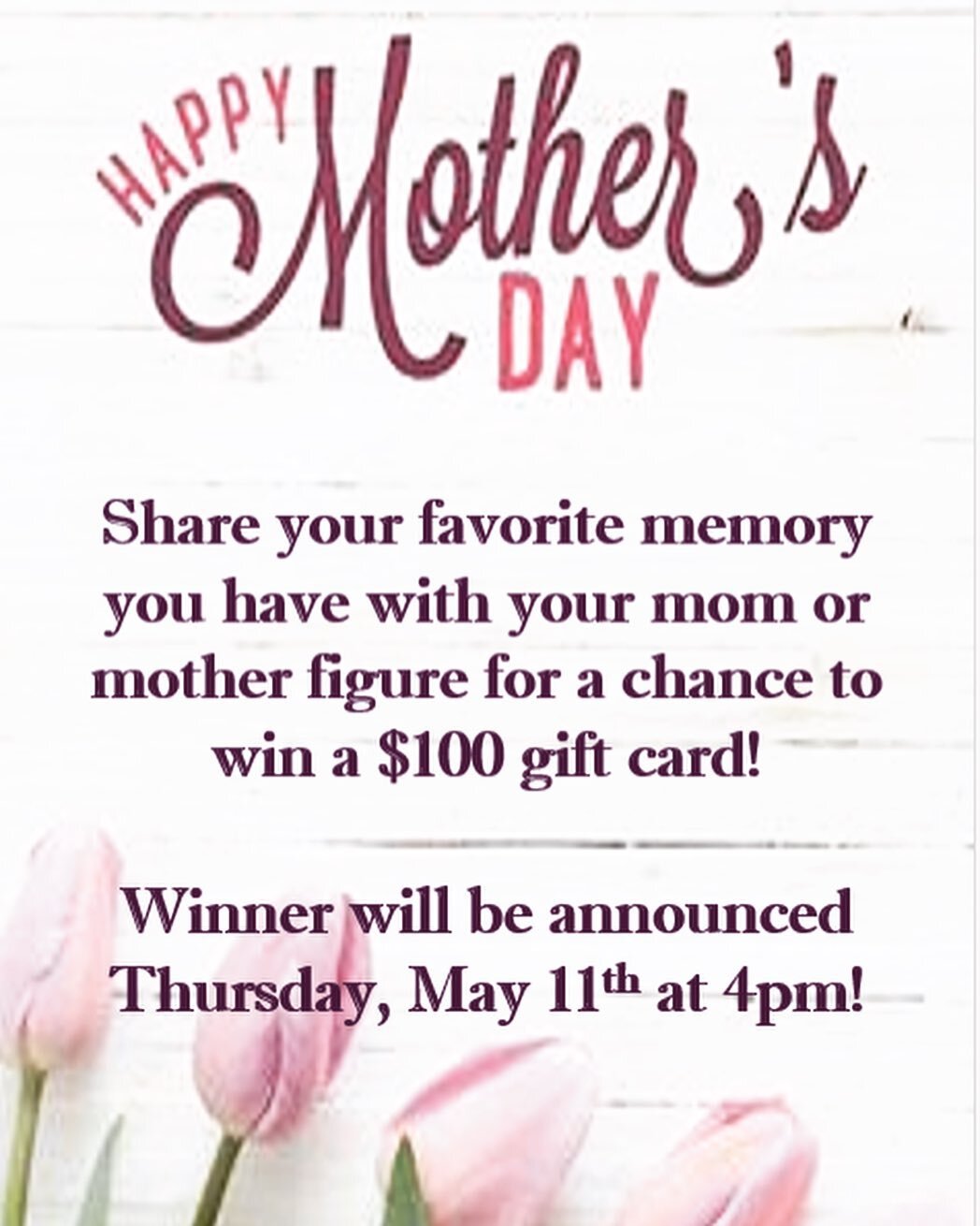 Mother&rsquo;s Day is around the corner! Come to the first floor lobby and tell us about your favorite memory you have with your mom or mother figure! Winner will get a $100 gift card!