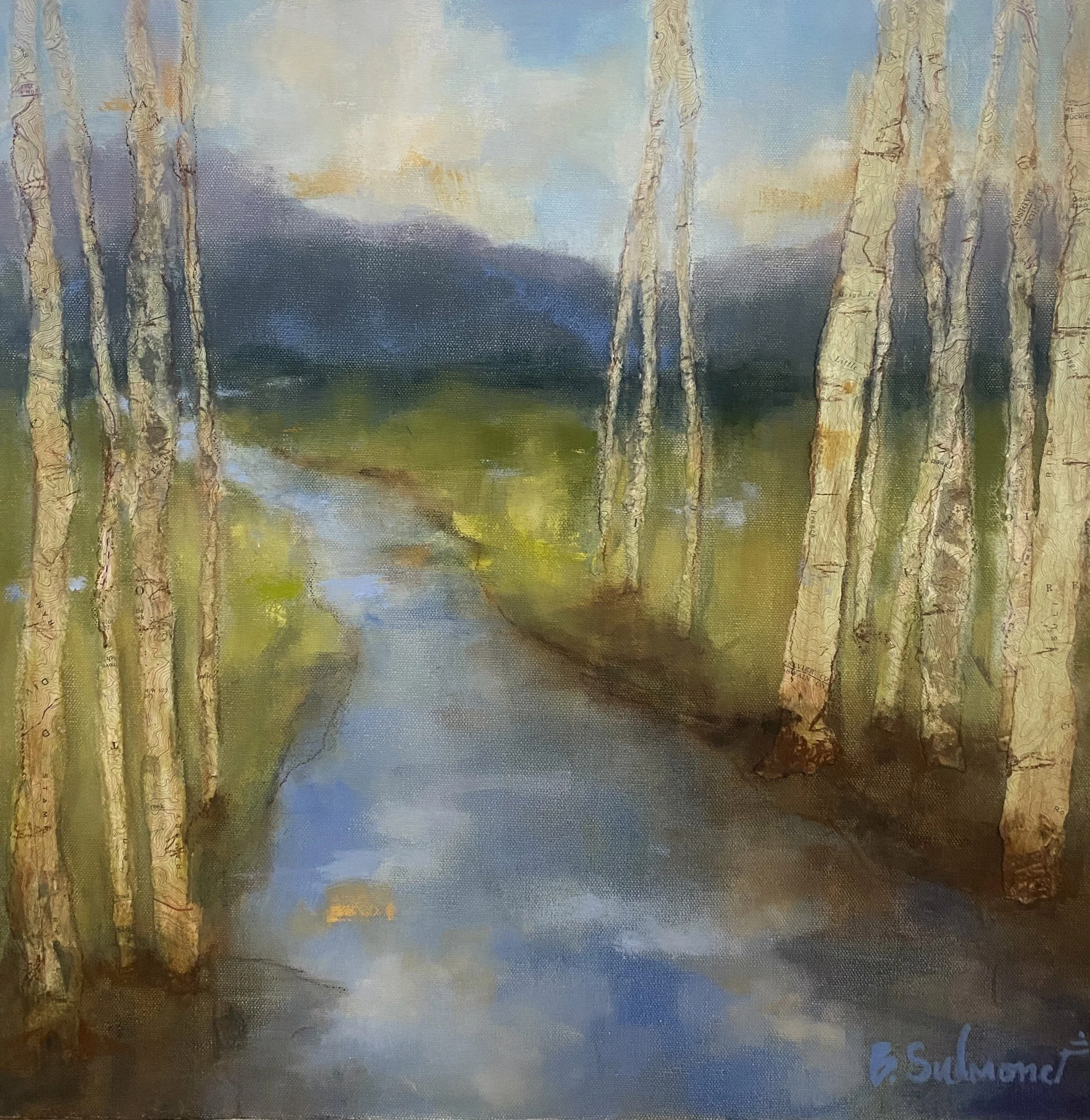 Oil, Mixed Media on Canvas / 20 ×20 / $725 This artwork along with other pieces will also be available at the Cashiers Showhouse Shops at Village Green 8/22-8/30.