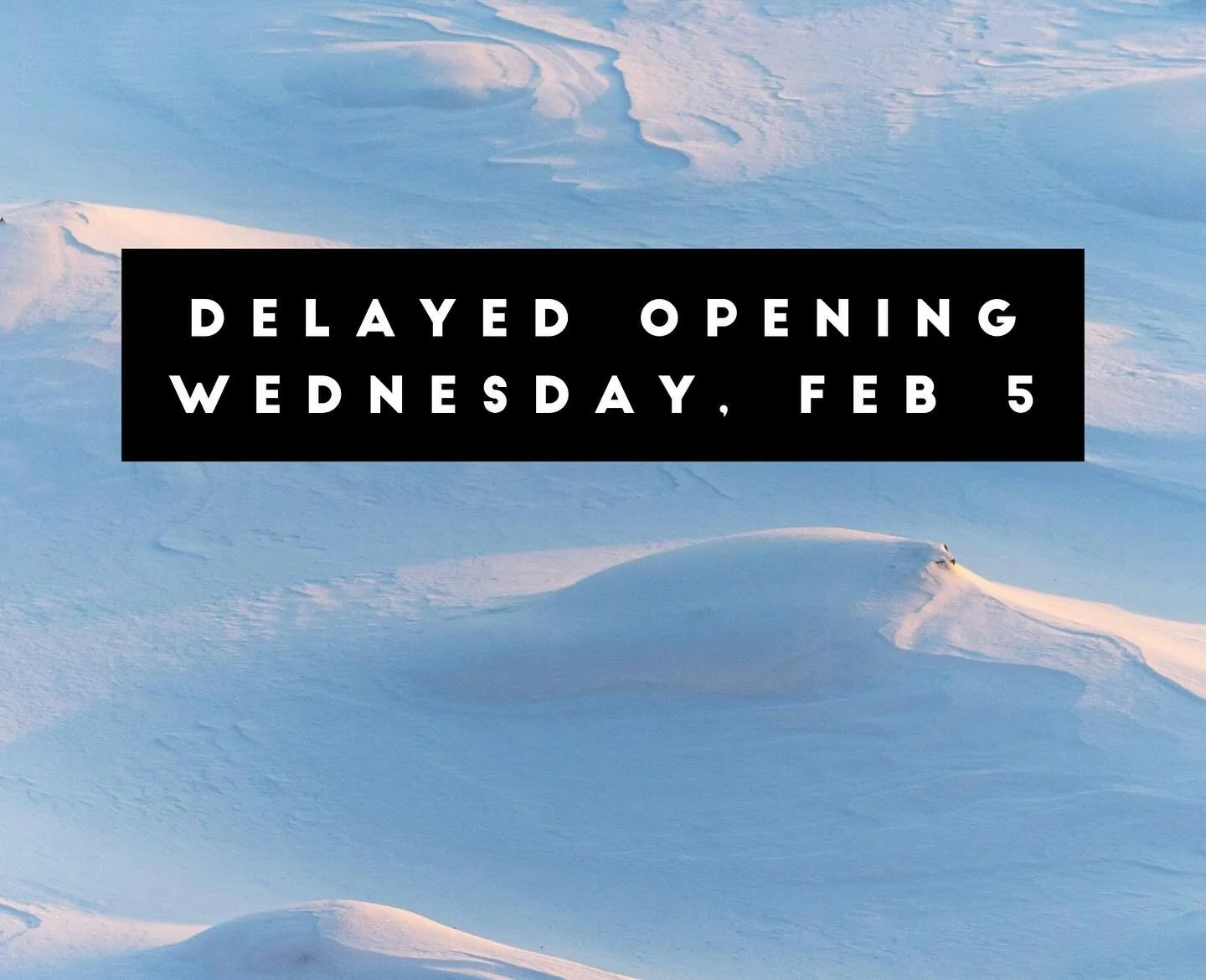 Delayed opening this morning in order to clear the snow.