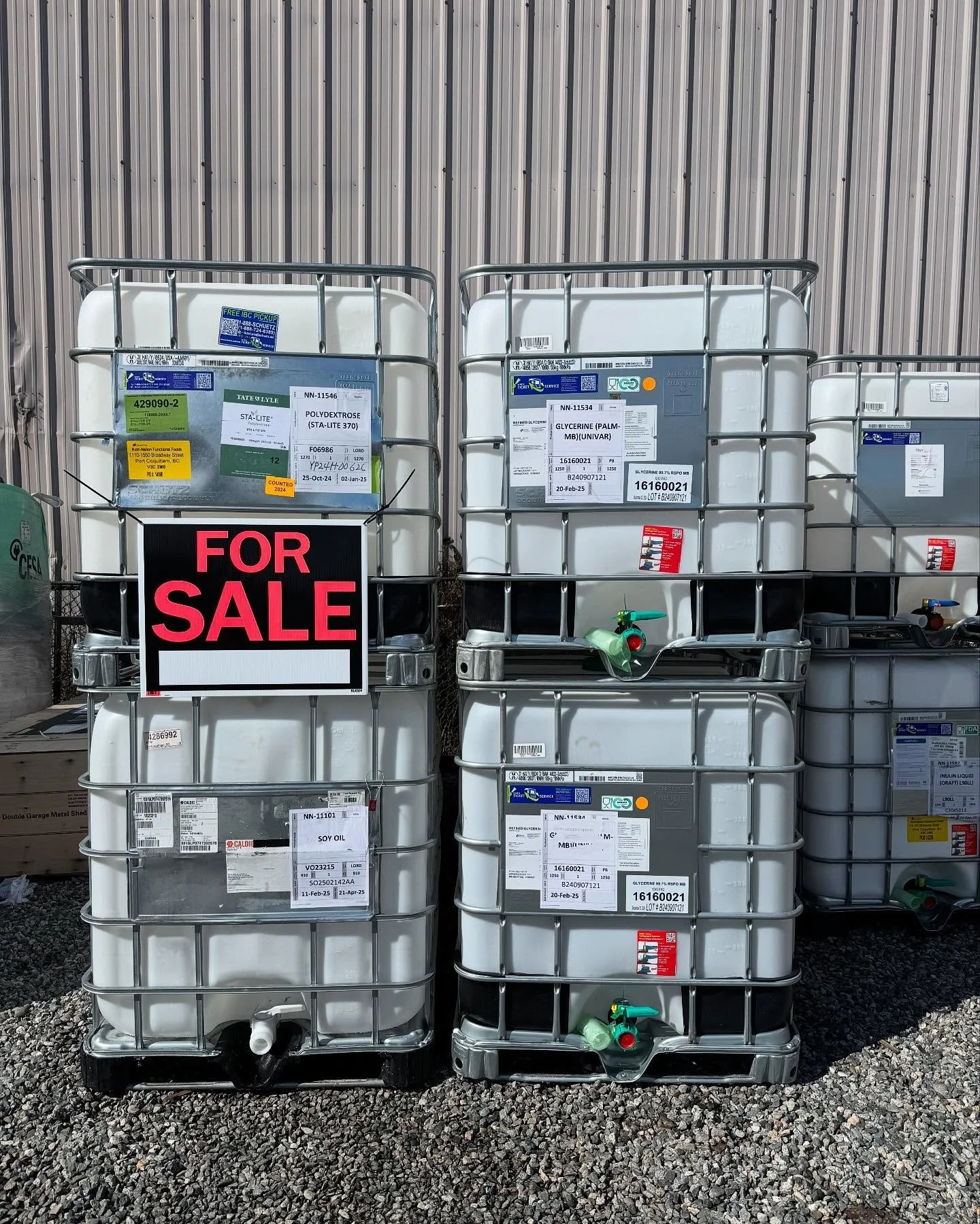 Food grade water totes back in stock. $200 each.