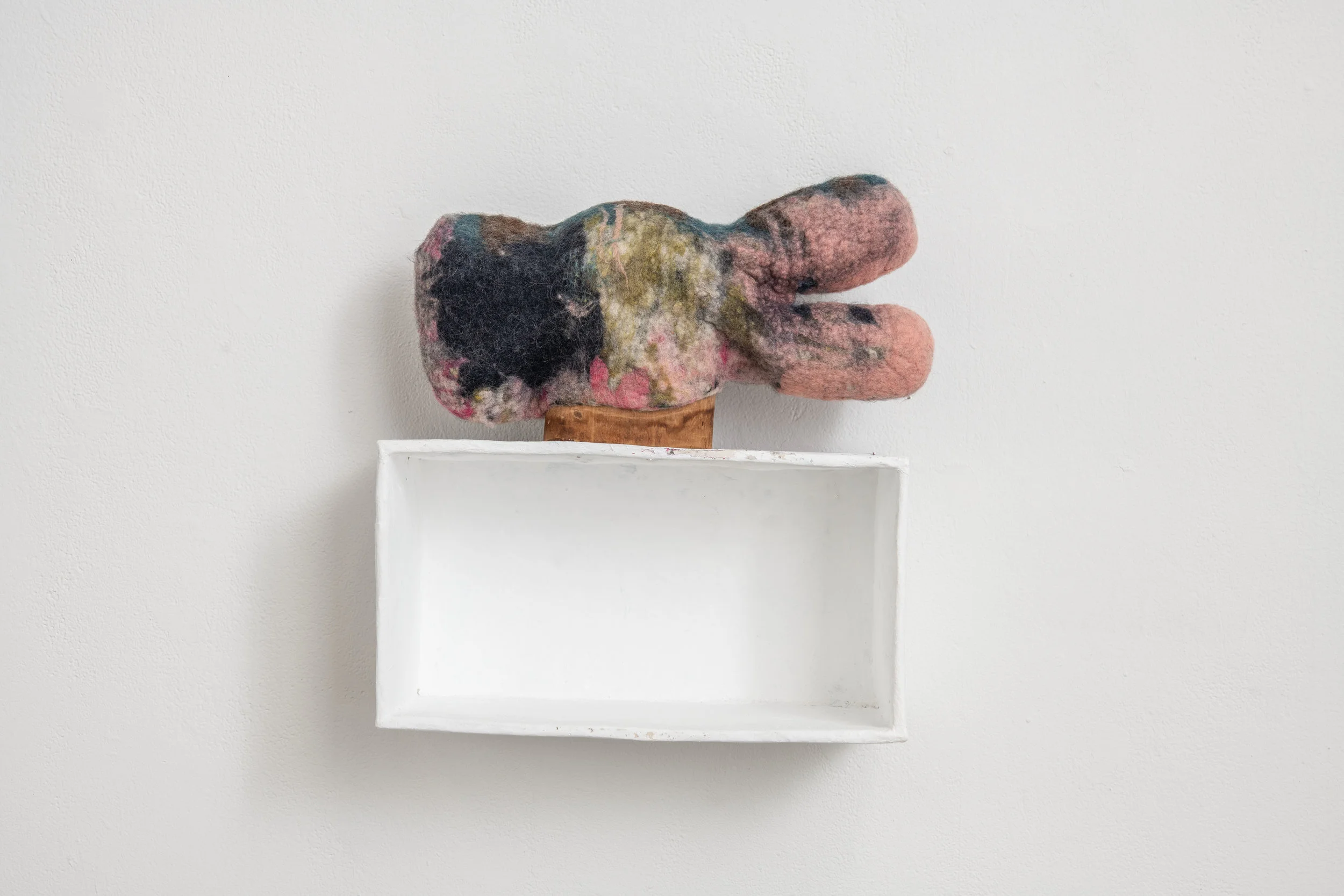 Twofold 2018 Hand Felted Wool, wood, papier-mache