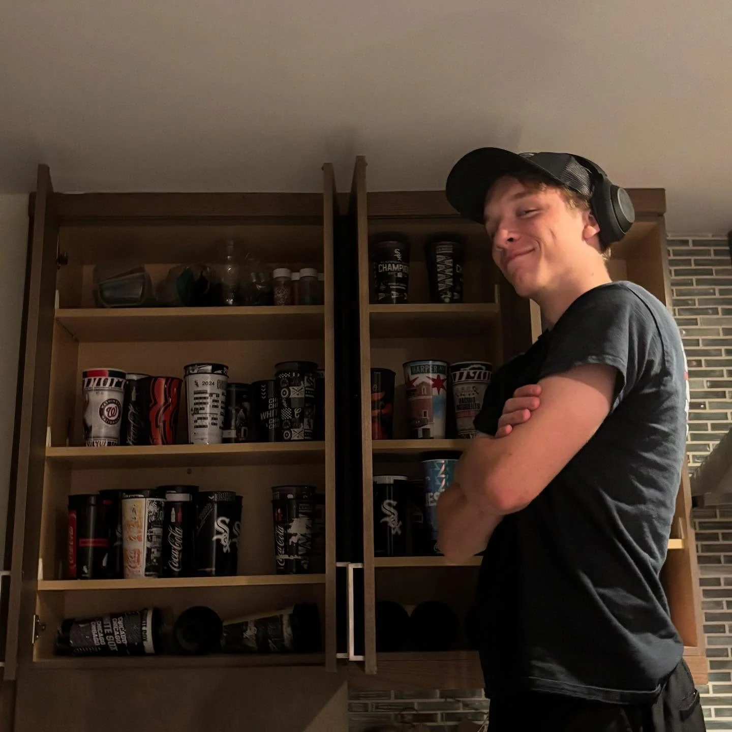 I have complained about these giant White Sox cups taking up precious space in my cupboards for years. Little did I know that Ty has been collecting even more, and today his parting gift was to fill all my cupboards with them. Well played, Ty. I can&