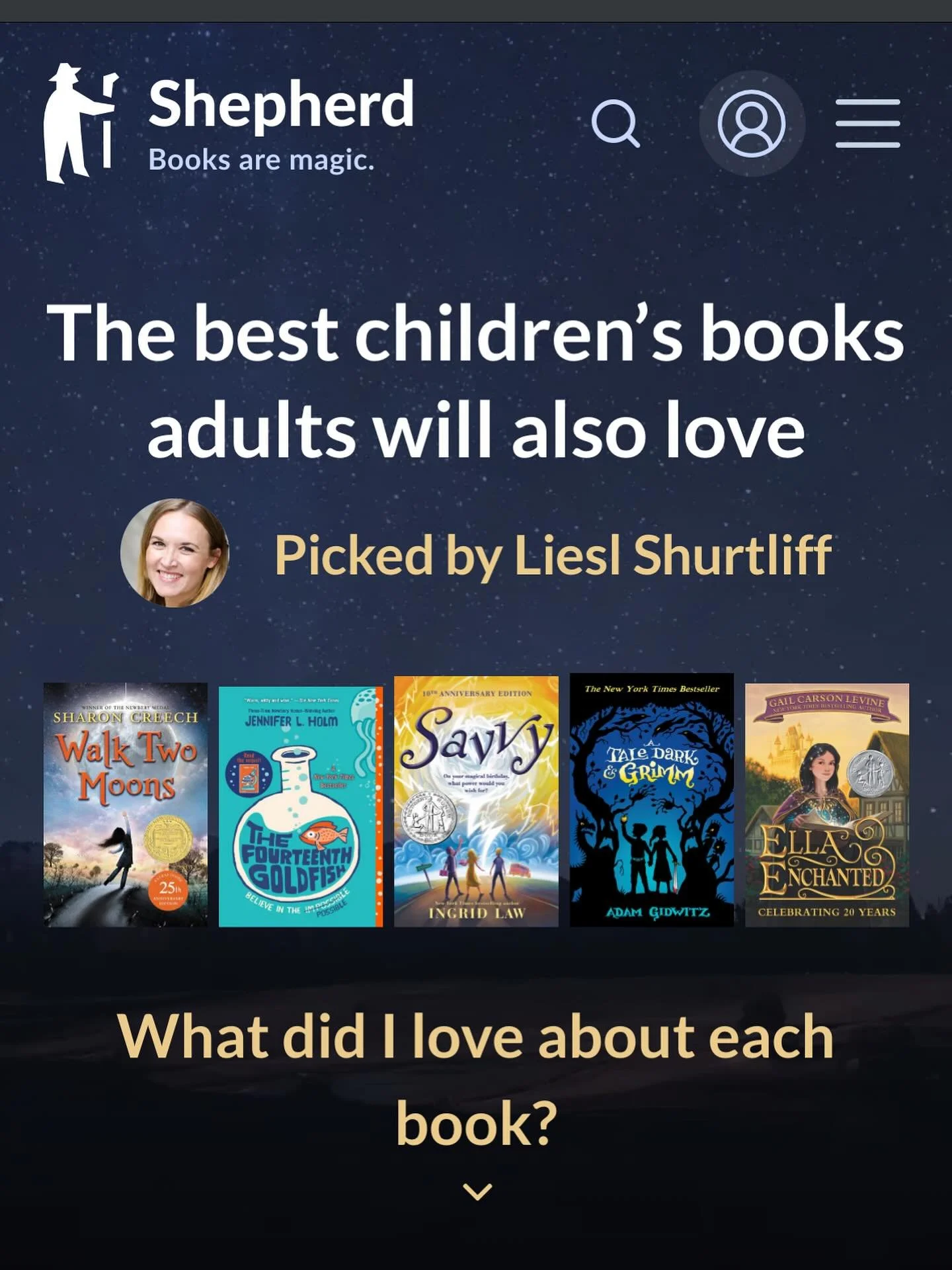 Honored to share 5 of my all-time favorite middle-grade books on Shepherd, an indie book platform that helps readers find books they will love. Link in profile!