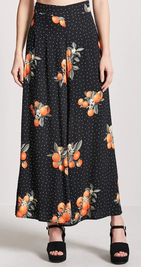 Orange Print Wide-leg pants