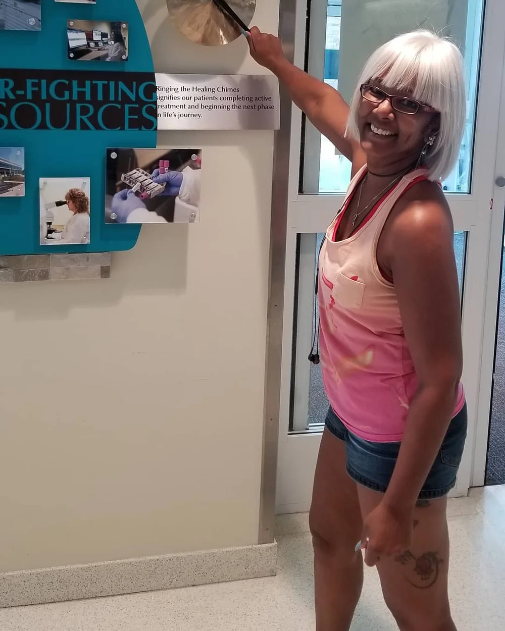  My Mom on her last day of treatment 