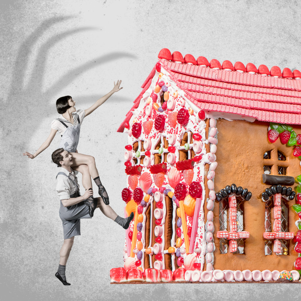 RNZB dancers: Shaun James Kelly as Hansel, Kirby Selchow as Gretel. Photo credit: Nicola Edmonds