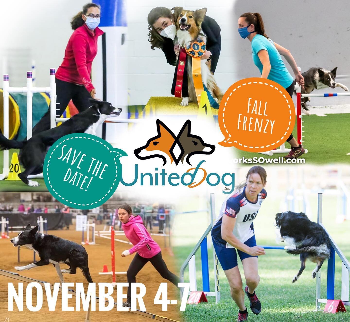 Save the date! November 4-7 2021 we are collaborating with Melanie Miller, Soshana Dos, and Stefanie Rainer to bring you a Fall Frenzy of agility training! Stay tuned for more info to come!