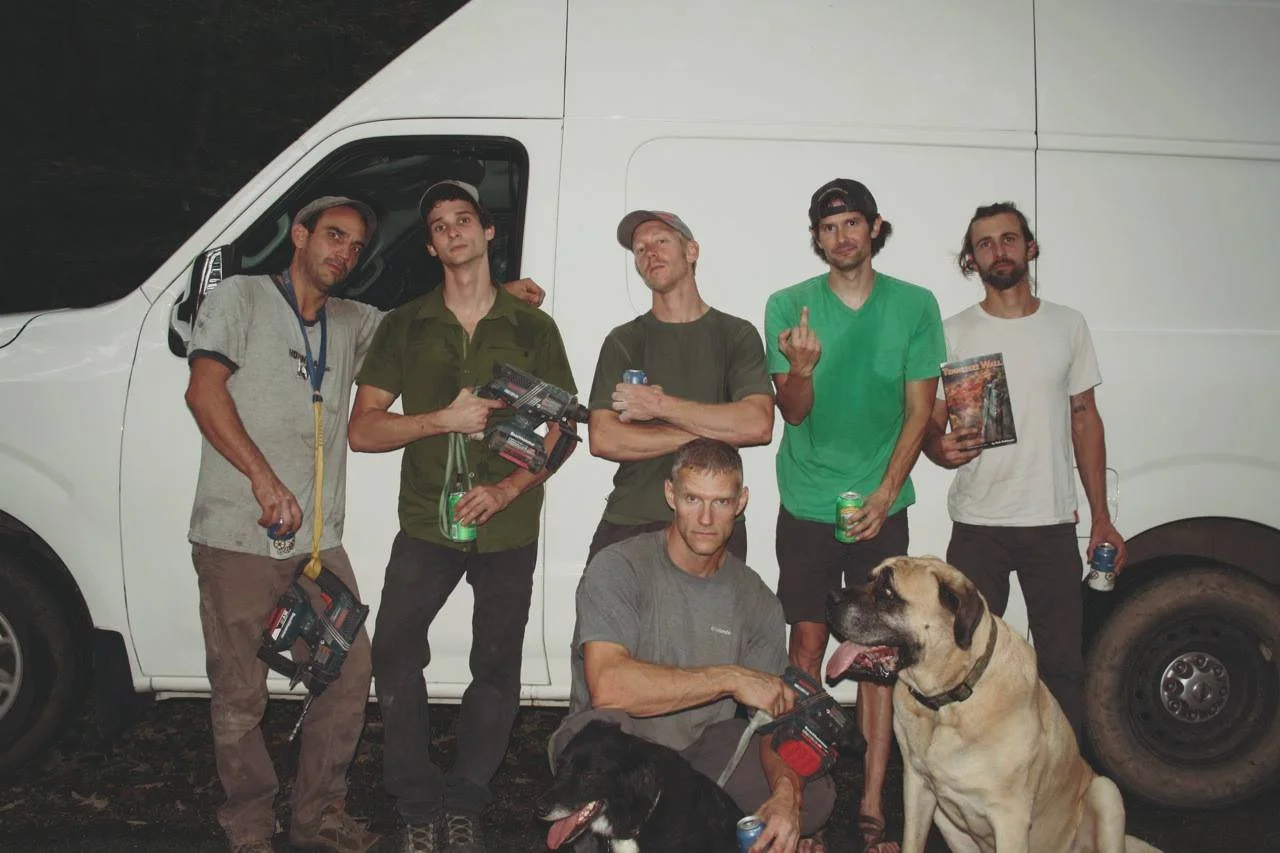 Beers after a long day of rebolting. Photo by Spencer Victory.