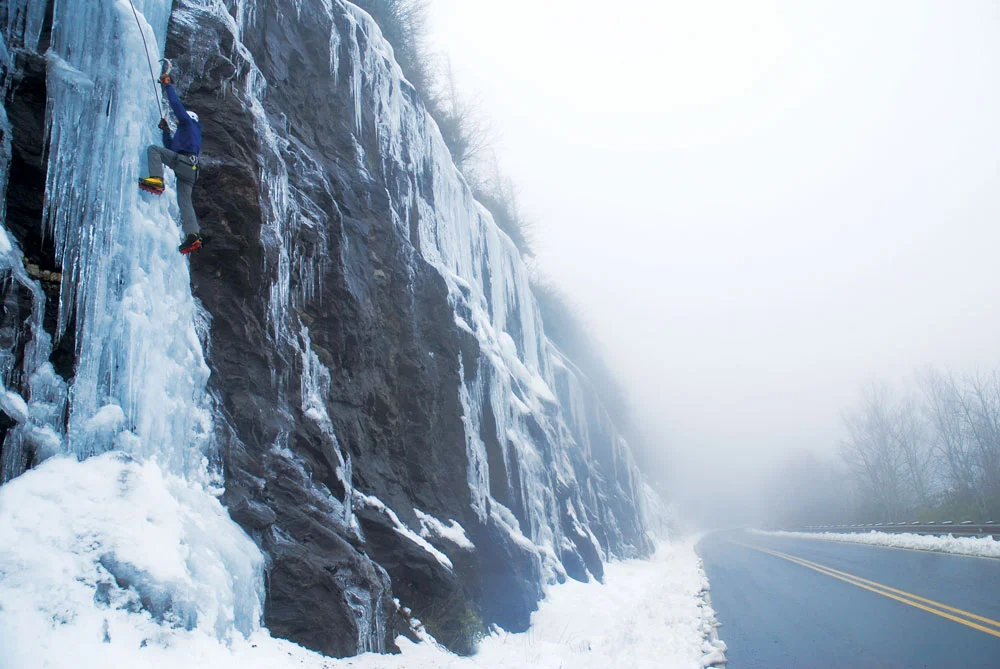 Ice climbing at Roadside 215. All photos courtesy of Mike Reardon.