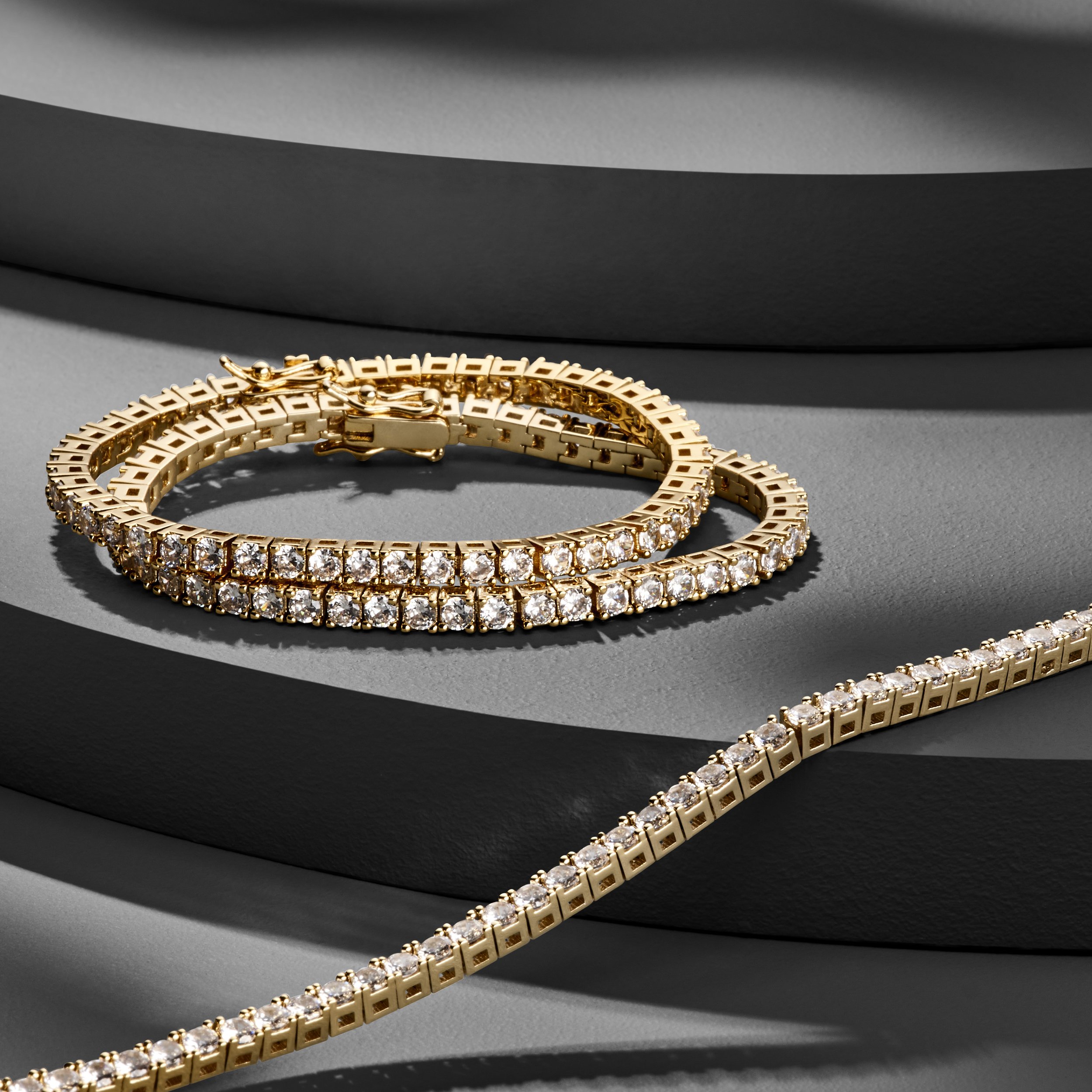 Layered Jewelry Photography on Black &amp; White Risers