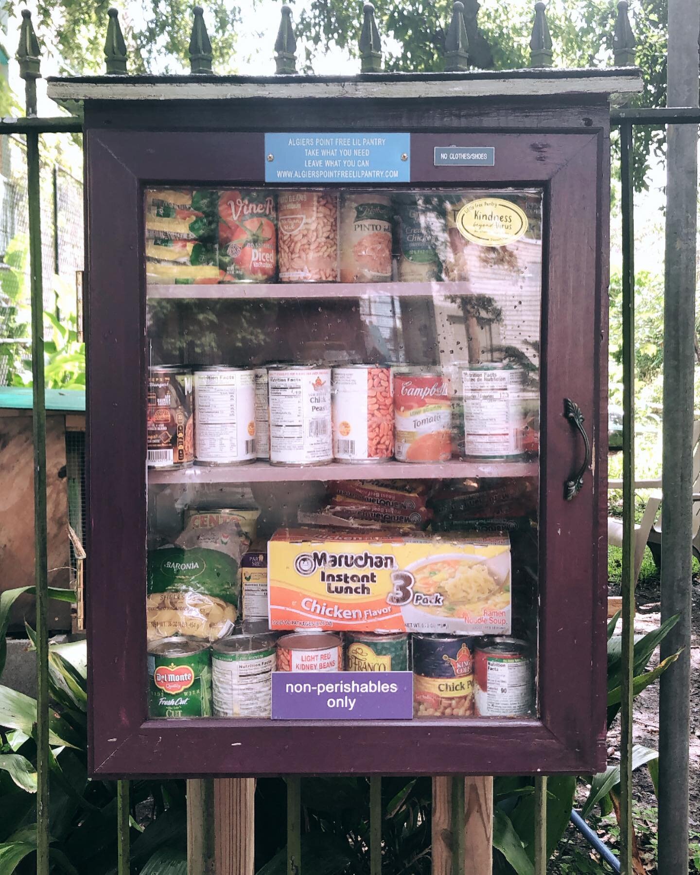 @abc_garden_nola has a Free Lil Pantry attached to their front gate! If you&rsquo;re coming by to drop off scraps, consider bringing a non perishable food item to donate if you can! ✨