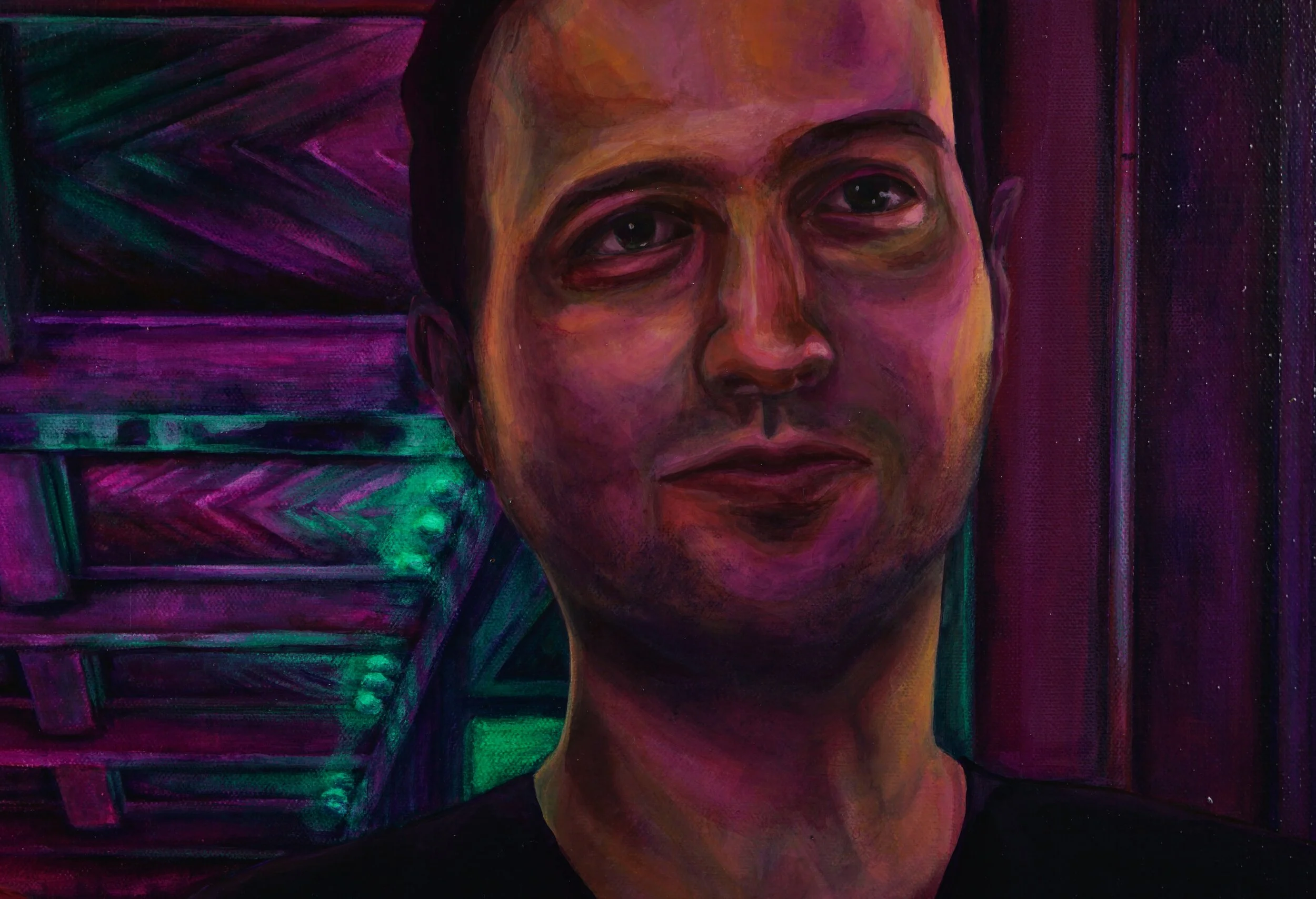  Dualism | Together [but/not] Alone (detail). Acrylic &amp; oil on canvas, 30” x 40” 