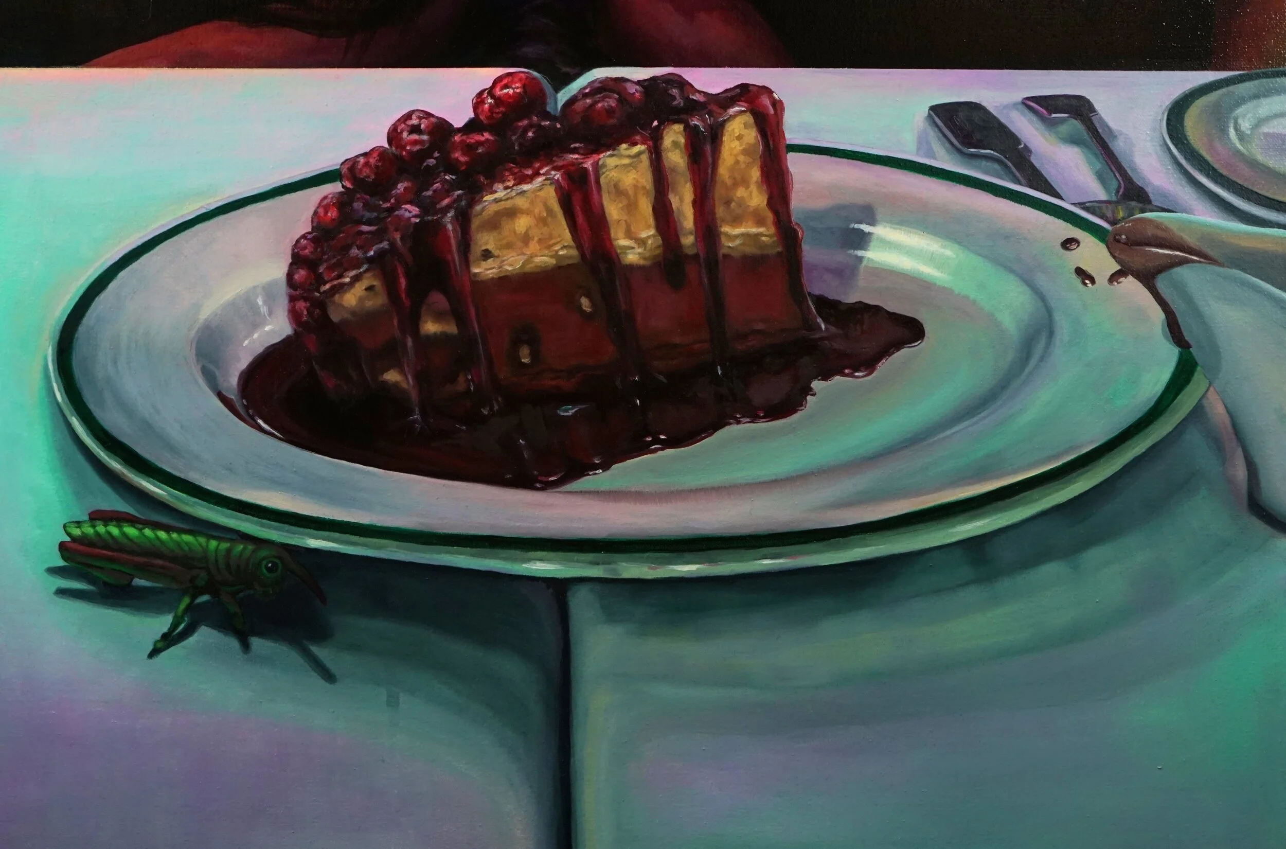  Dualism | Together [but/not] Alone (detail). Acrylic &amp; oil on canvas, 30” x 40” 