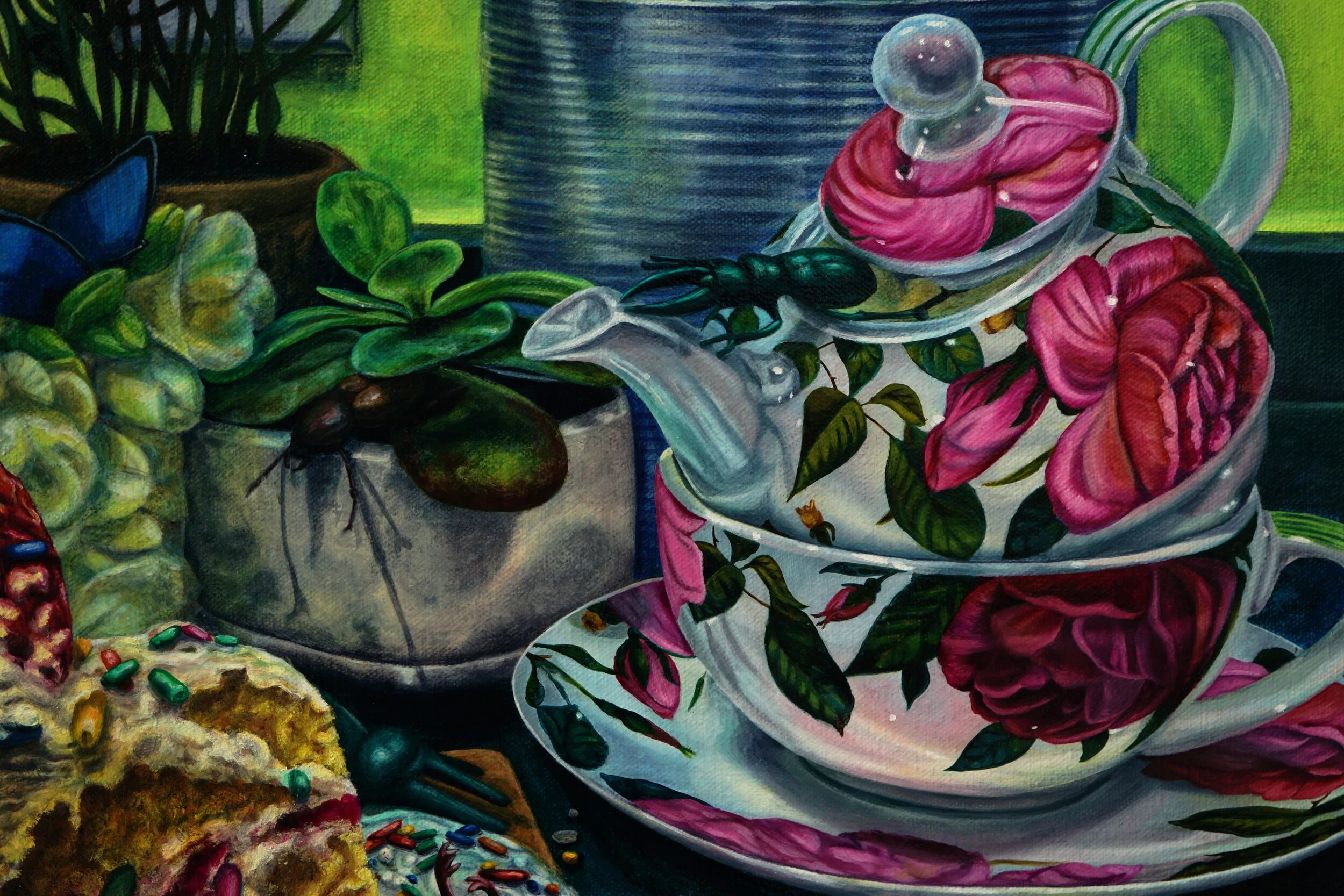  Dualism | Beautiful Monsters (detail). Acrylic &amp; oil on canvas, 24” x 24”    