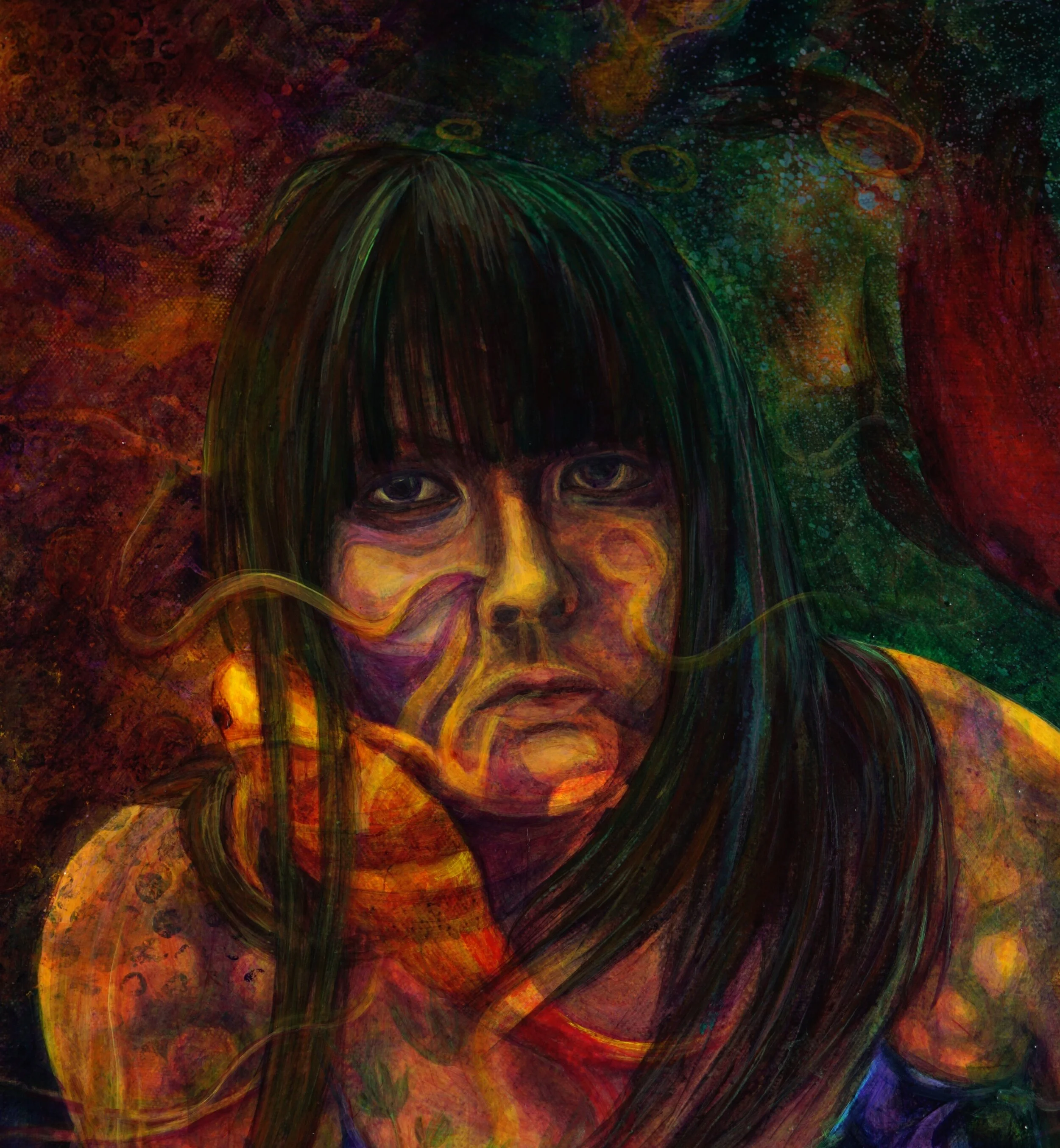  Reflections on 150 Years of Exile (detail). Acrylic &amp; marker on canvas, 22” x 28”   