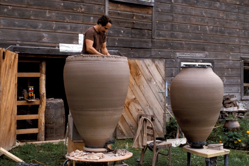 Paul Chaleff. throwing colossal pots 1986jpg.jpg