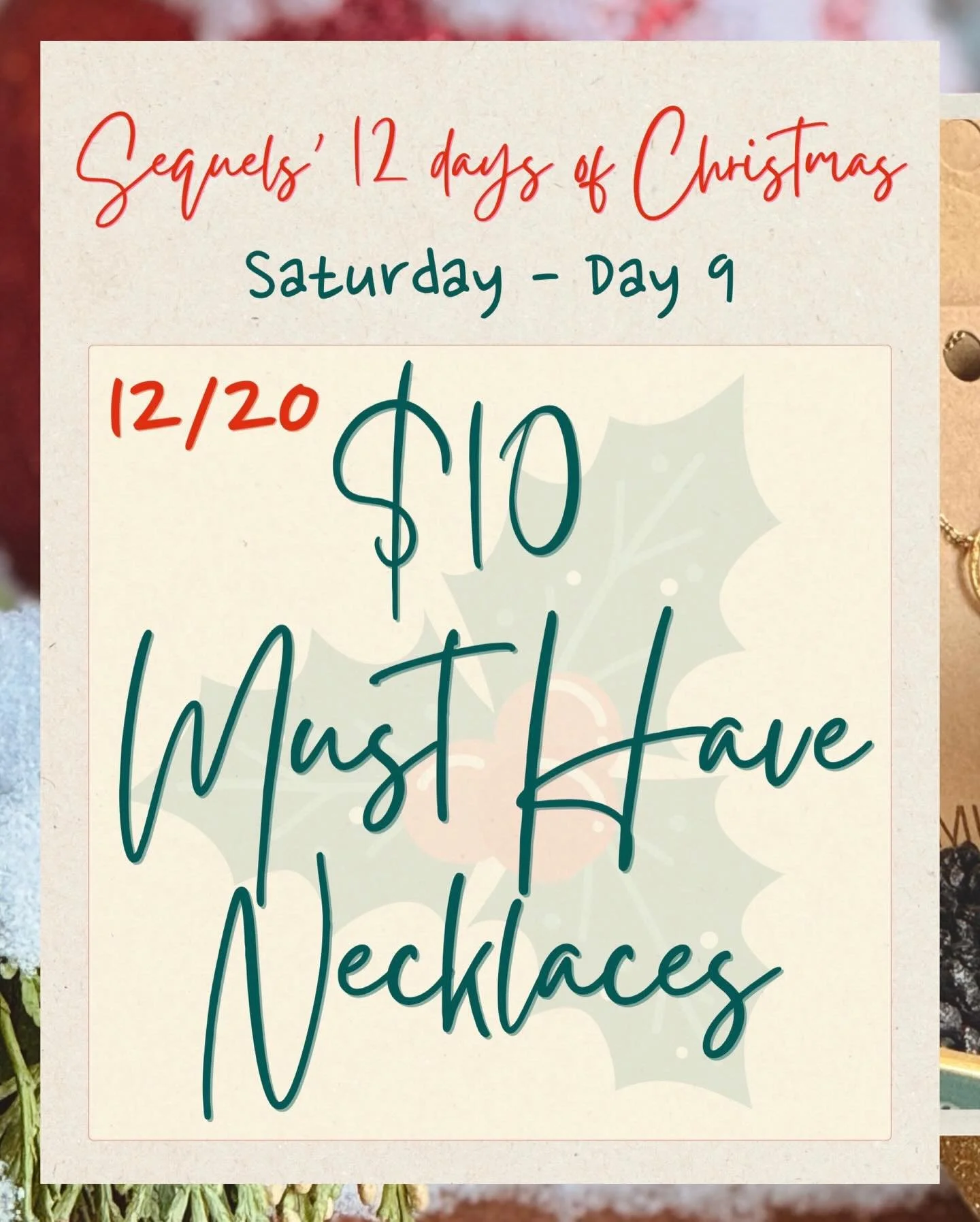 🎄 Day NINE of Sequels&rsquo; 12 Days of Christmas 🎄
Today&rsquo;s must-have deal is chef&rsquo;s kiss 💋✨
💎 Our favorite must-have necklaces are just $10! 💎

Perfect for gifting 🎁 or treating yourself (because&hellip; yes 😉)
But hurry this deal