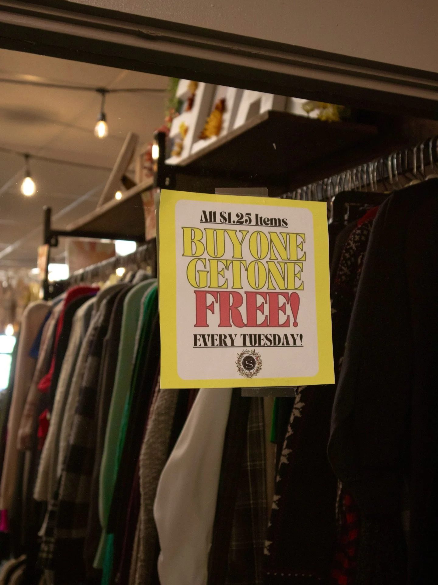 Tuesdays = BOGO🌟
All $1.25 items are Buy One, Get One FREE at Sequels Resale. Come shop for a deal!

We&rsquo;re open today from 10-6!🙌