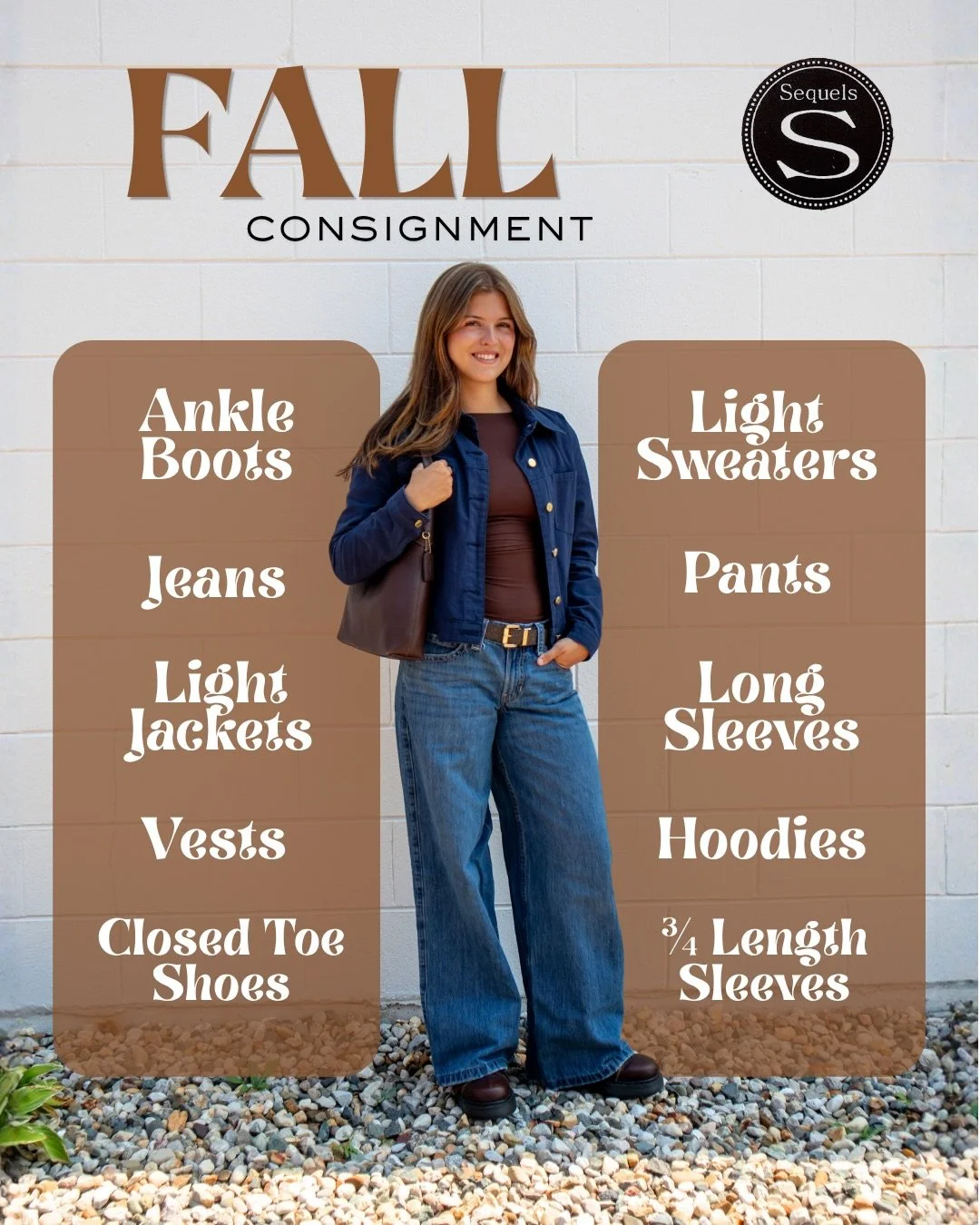 FALL consignment starts TODAY! 🍂🍁

We&rsquo;re always a season ahead, which means it&rsquo;s officially time to bring in your fall favorites! 🤎

We&rsquo;re now accepting the items listed! Come stop in, we&rsquo;re open 10&ndash;5 today! 🛍️