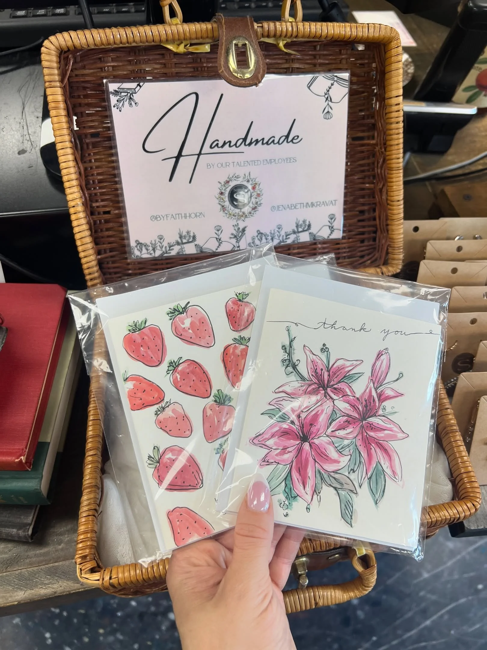 Handmade cards, keychains, and stickers are calling your name!

Make sure to check them out next time you&rsquo;re at the register or are looking for a fun little gift for someone!🫶🏻