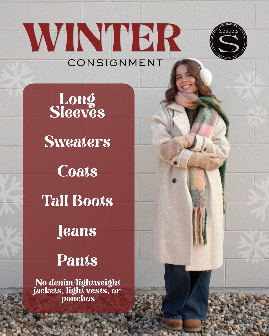 Our WINTER consignment season is here! ❄️

We&rsquo;re now looking for the winter styles and essentials you&rsquo;ll be reaching for in the months ahead. Here&rsquo;s a look at what we&rsquo;ll be accepting!

You can bring in up to 15 items without a