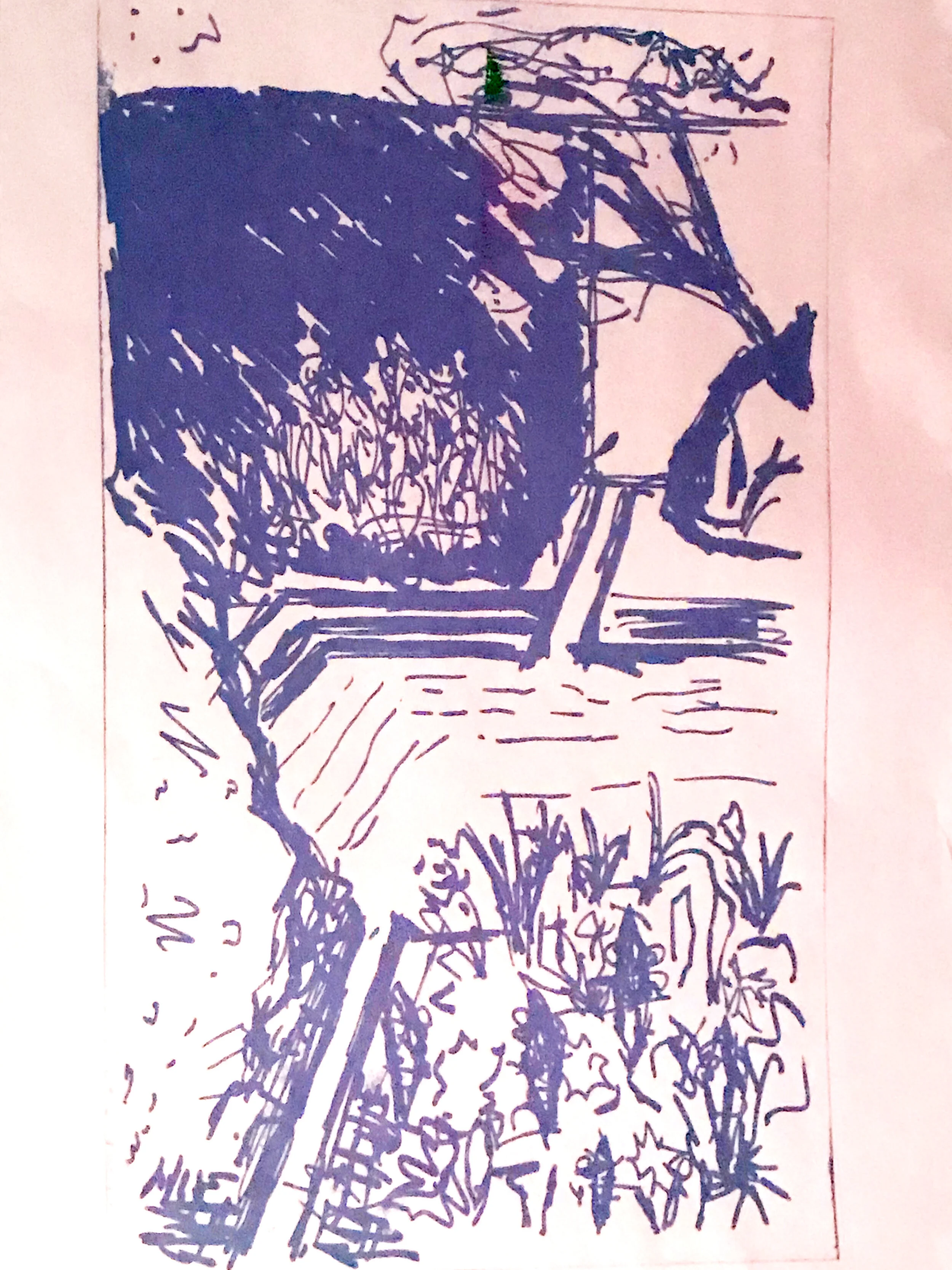 Newsprint, straight inking from Pronto plate, lavender ink