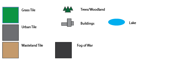 Tiles are not pretty to look at but they get the job done - the Fog of War was added when I needed to have a rule that moving units to tiles would uncover adjacent tiles.&nbsp;