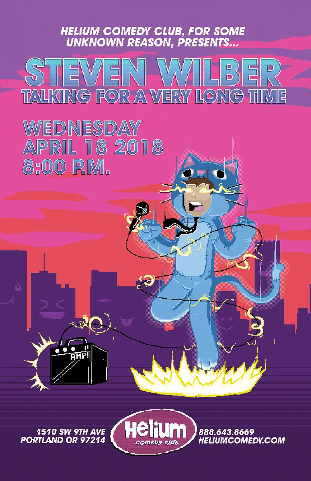 A pixel art poster for my comedy album taping (the sound ended up being pretty unusable).