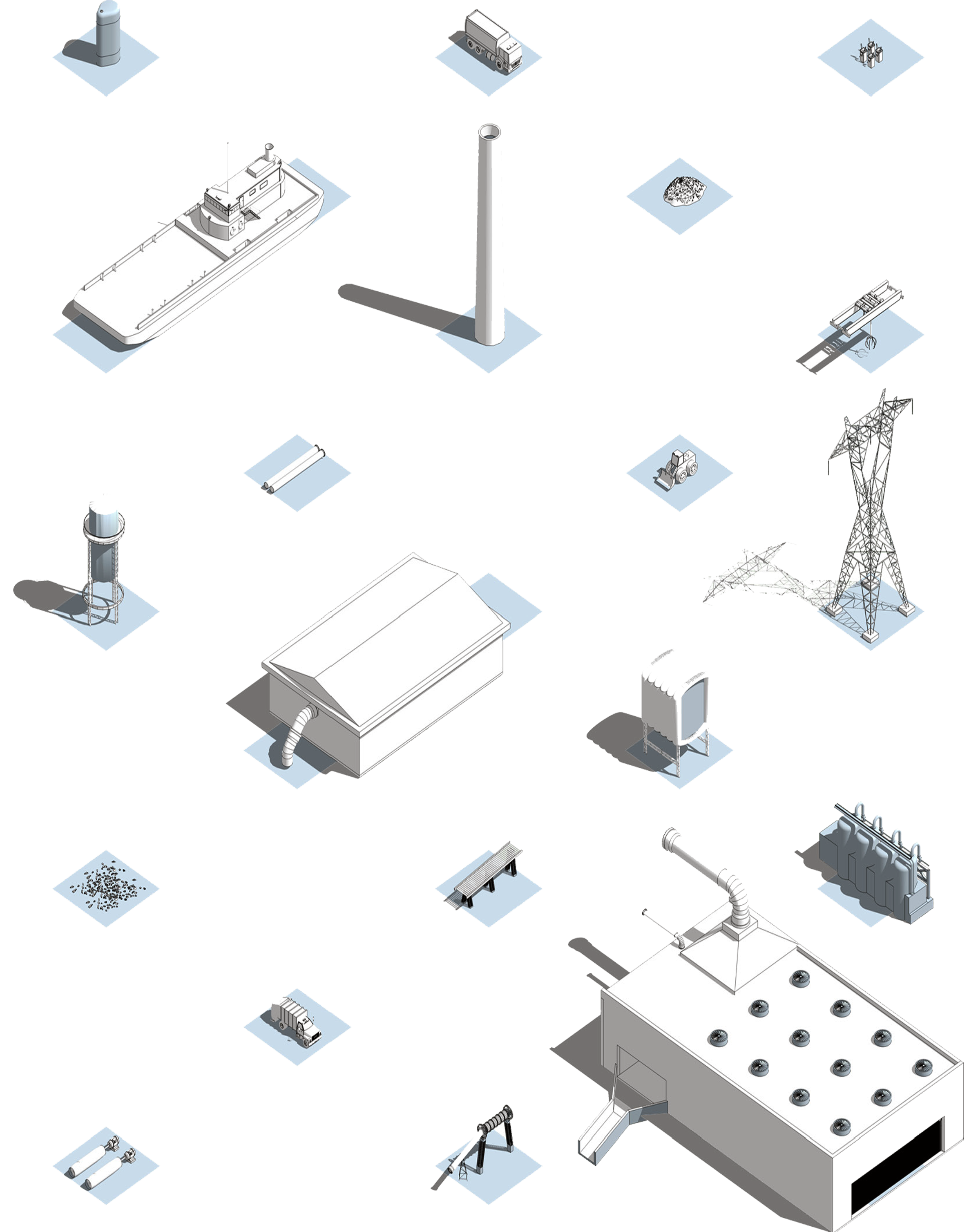 Components that form the W+E plant process