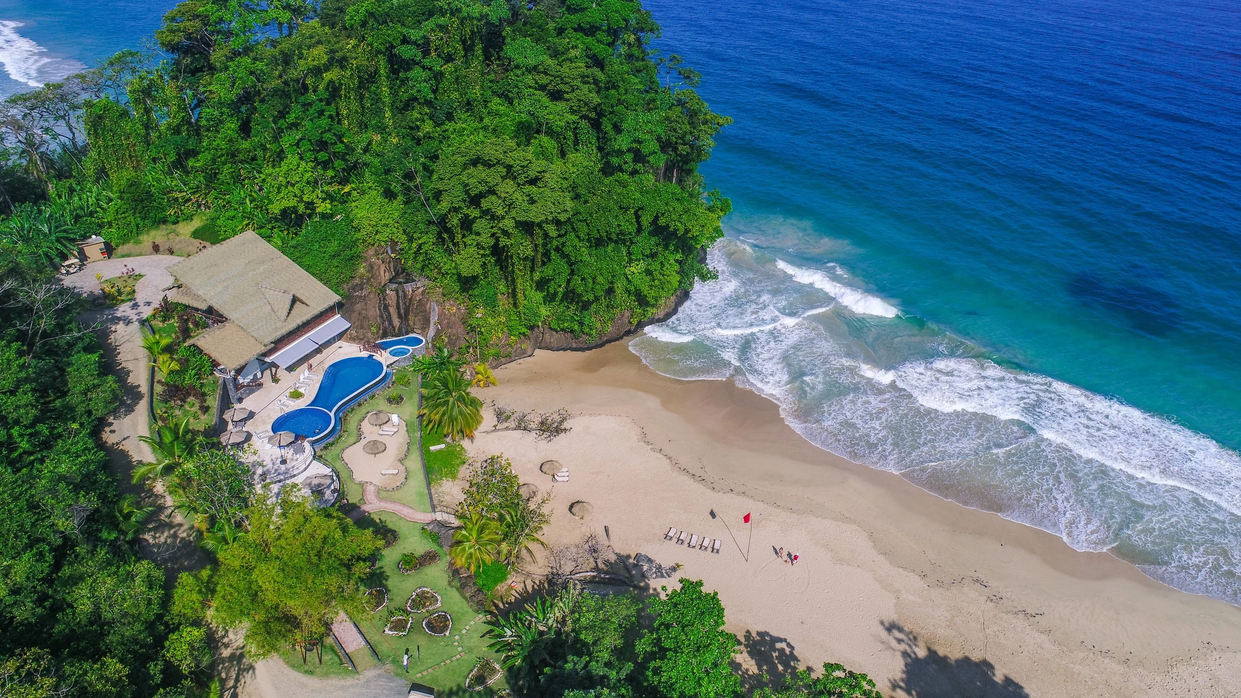 Our La Rosa Beach Club is in a private setting and includes restaurant, bar, pool, hot tub, waterfall and world-class views. Located on the private Turtle Beach and has been the site of many movie and tv productions.